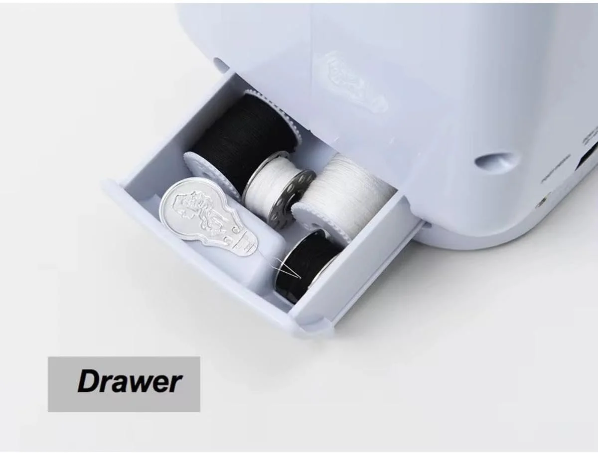 چرخ خیاطی قابل حمل، 12 طرح دوخت، نخ دوقلو، عملکرد معکوس، کنترل سرعت، سفید/بنفش چرخ خیاطی قابل حمل، 12 طرح دوخت، نخ دوقلو، عملکرد معکوس، کنترل سرعت، سفید/بنفش