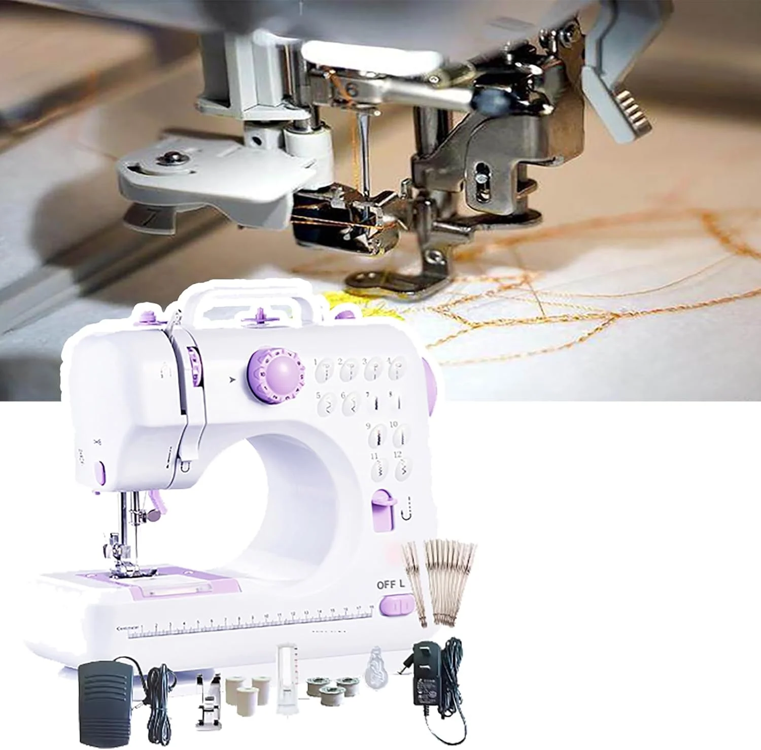 چرخ خیاطی قابل حمل QIeDny، چرخ خیاطی مبتدی، تنظیم سرعت + 1 دکمه دوخت معکوس، 12 نوع کوک، لبه های قفل شونده، سیم پیچی و درز بشکه ای، A چرخ خیاطی قابل حمل QIeDny، چرخ خیاطی مبتدی، تنظیم سرعت + 1 دکمه دوخت معکوس، 12 نوع کوک، لبه های قفل شونده، سیم پیچی و درز بشکه ای، A