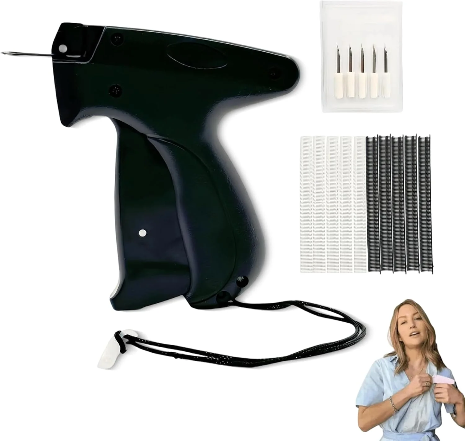 ابزار تعمیر سریع لباس Rotateepic، تفنگ تعمیر سریع لباس، تفنگ بخیه کوچک برای لباس، مناسب برای چرخ خیاطی (مشکی)