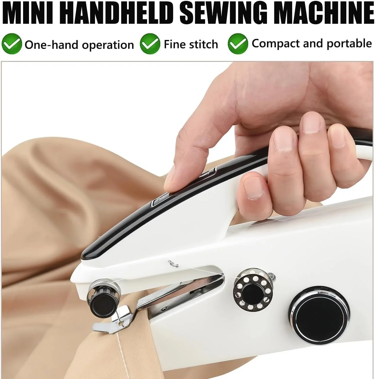 چرخ خیاطی دستی Risegun، چرخ خیاطی کوچک برای مبتدیان، چرخ خیاطی برقی قابل حمل با لوازم خیاطی برای لباس، پرده، مسافرت خانگی DIY