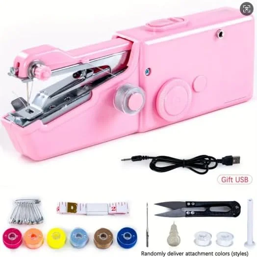 دستگاه خیاطی کوچک برای مبتدیان، دستگاه خیاطی دستی، دستگاه خیاطی دستی با استحکام بالا، دستگاه خیاطی قابل حمل، صورتی
