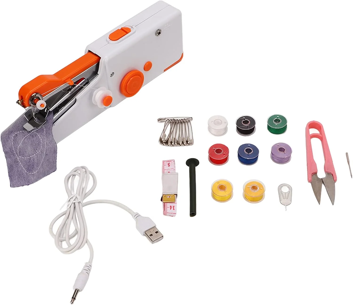 چرخ خیاطی قابل حمل مینی بی سیم، ابزار خیاطی دستی، چرخ خیاطی کوچک برای مبتدیان، مصارف خانگی، کاردستی و مسافرت