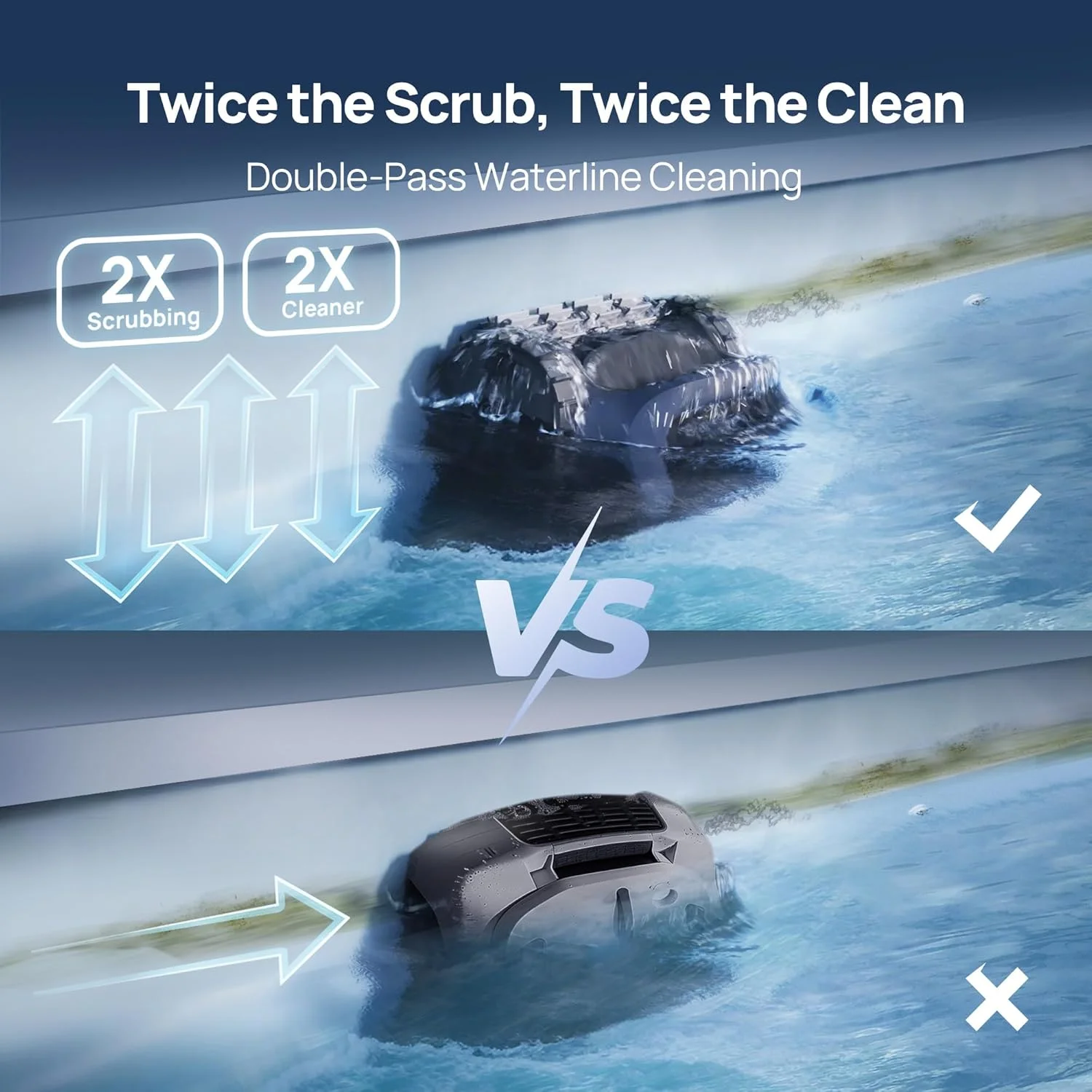 ربات تمیز کننده استخر بی سیم Beatbot AquaSense 2، پارک هوشمند سطحی، تمیز کردن دو طرفه خط آب، تمیز کردن کف، دیوارها و خط آب، مناسب برای استخرهای رو باز و داخل زمین تا 300 متر مربع - آبی