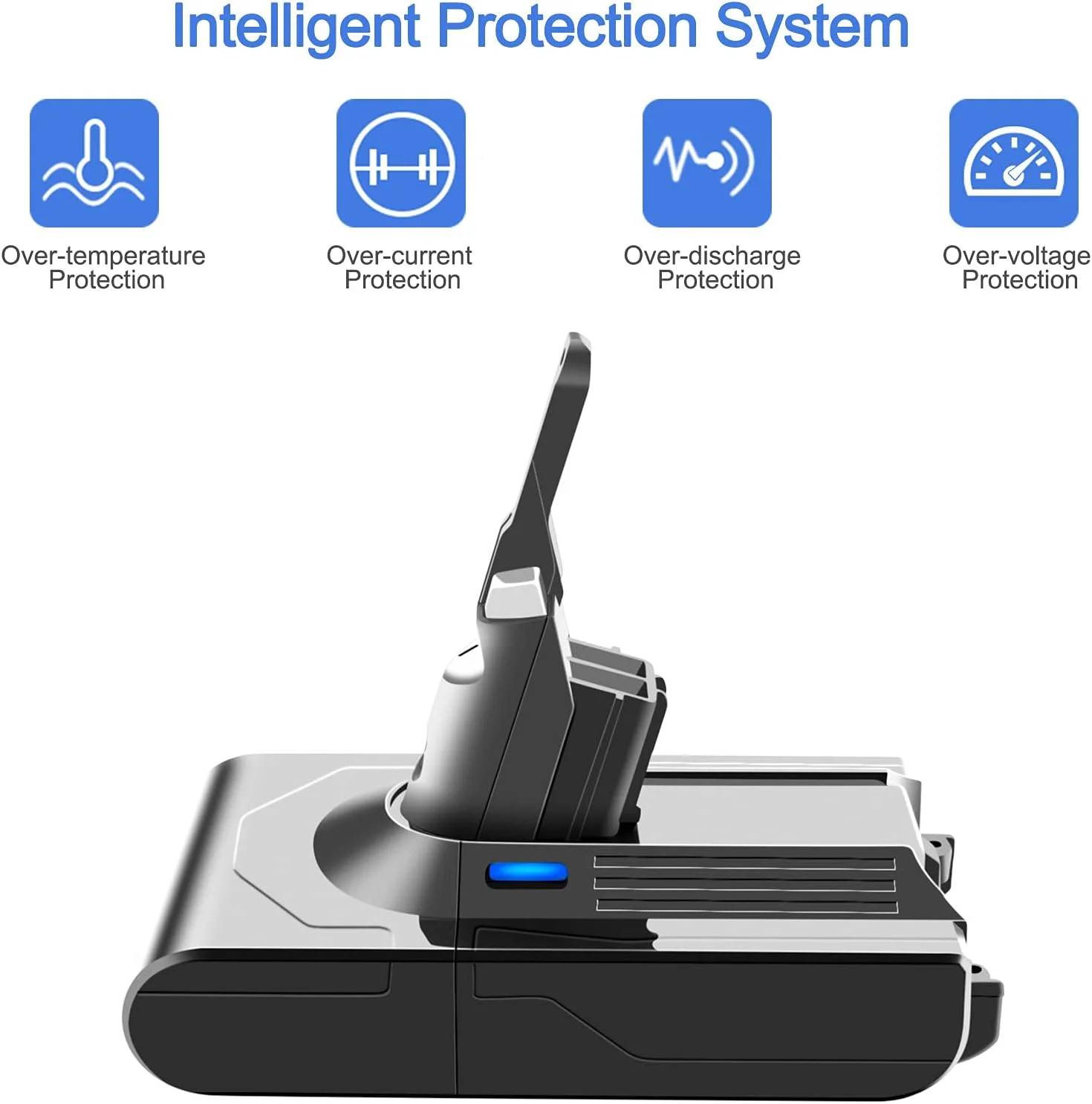 باتری جایگزین 21.6 ولت 4500 میلی آمپر ساعتی ADVTRONICS سازگار با جاروبرقی های دستی و شارژی Dyson V8 Absolute V8 Animal V8 Fluffy SV10 به همراه 2 پیش فیلتر