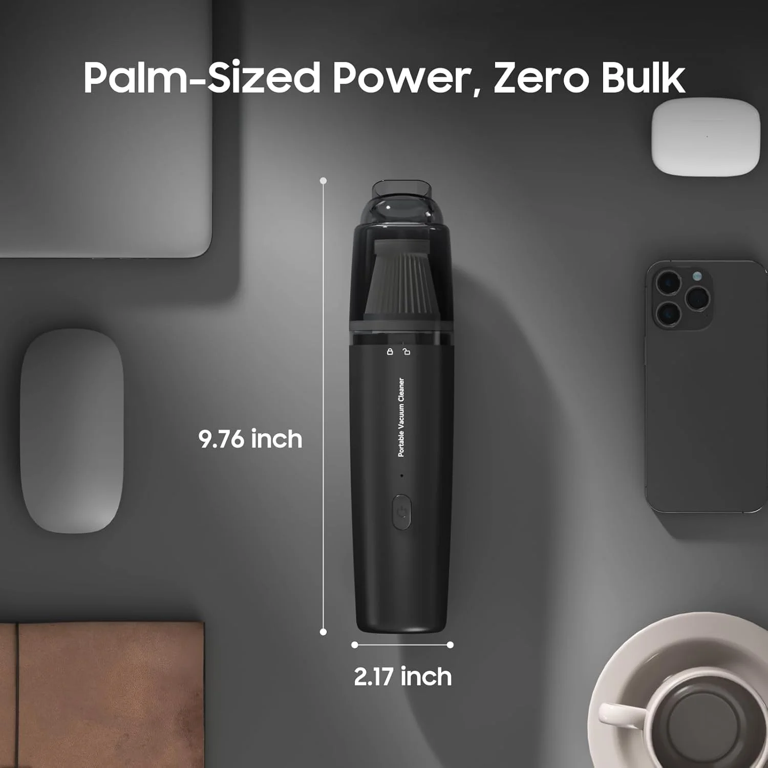 جاروبرقی دستی بی سیم A9life، جاروبرقی قابل حمل خودرو با فیلتر HEPA، 2 حالت مکش، جاروبرقی کوچک قابل شارژ برای خودرو، خانه، دفتر، میز، کیبورد، موی حیوانات خانگی (مشکی)