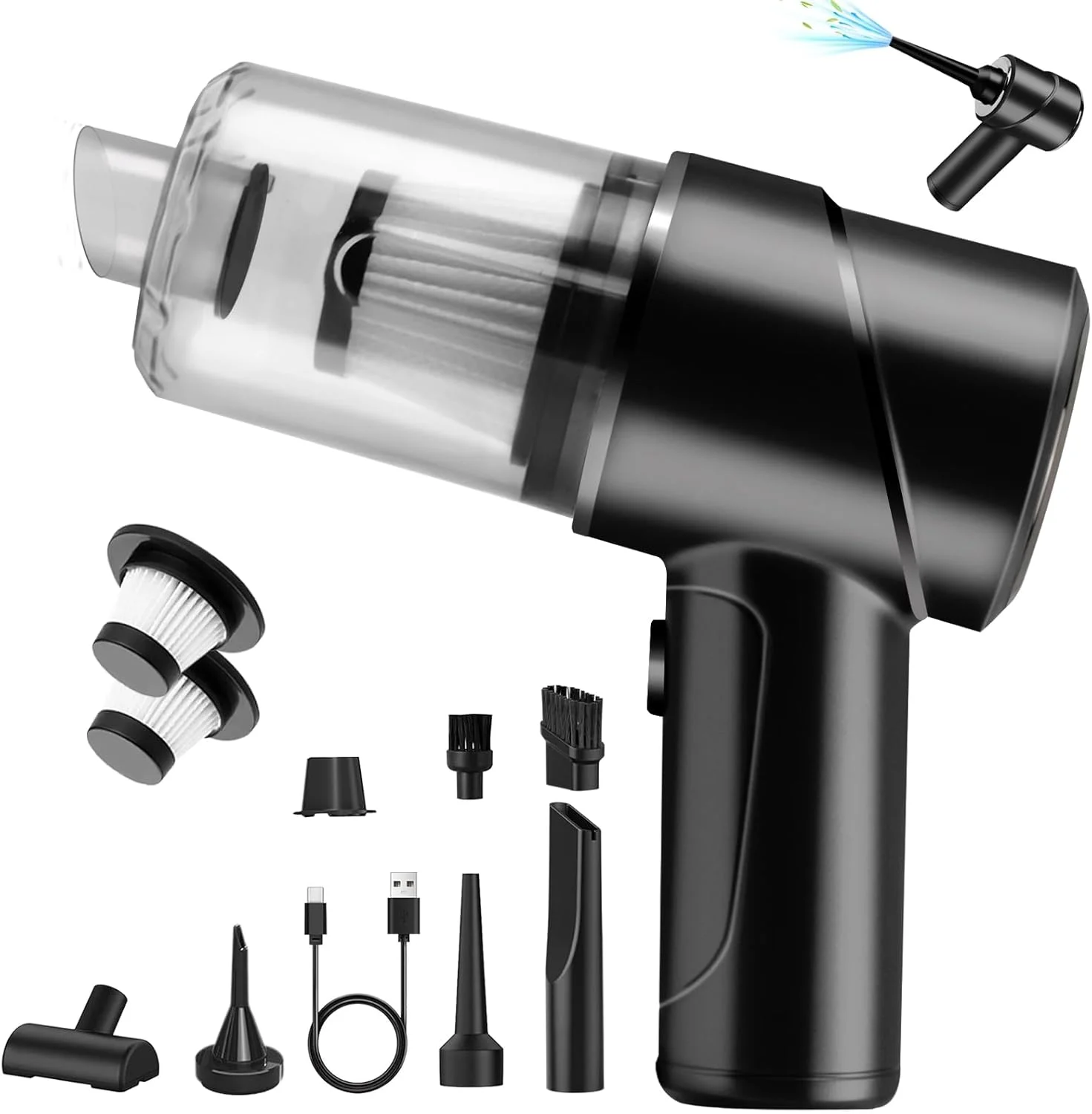 جاروبرقی دستی شارژی آگرله، جاروبرقی خودرو 12000Pa 4 در 1، دمنده هوا و پمپ، جاروبرقی چند منظوره قدرتمند با نازل های توسعه برای خودرو، دفتر، خانه - مشکی جاروبرقی دستی شارژی آگرله، جاروبرقی خودرو 12000Pa 4 در 1، دمنده هوا و پمپ، جاروبرقی چند منظوره قدرتمند با نازل های توسعه برای خودرو، دفتر، خانه - مشکی