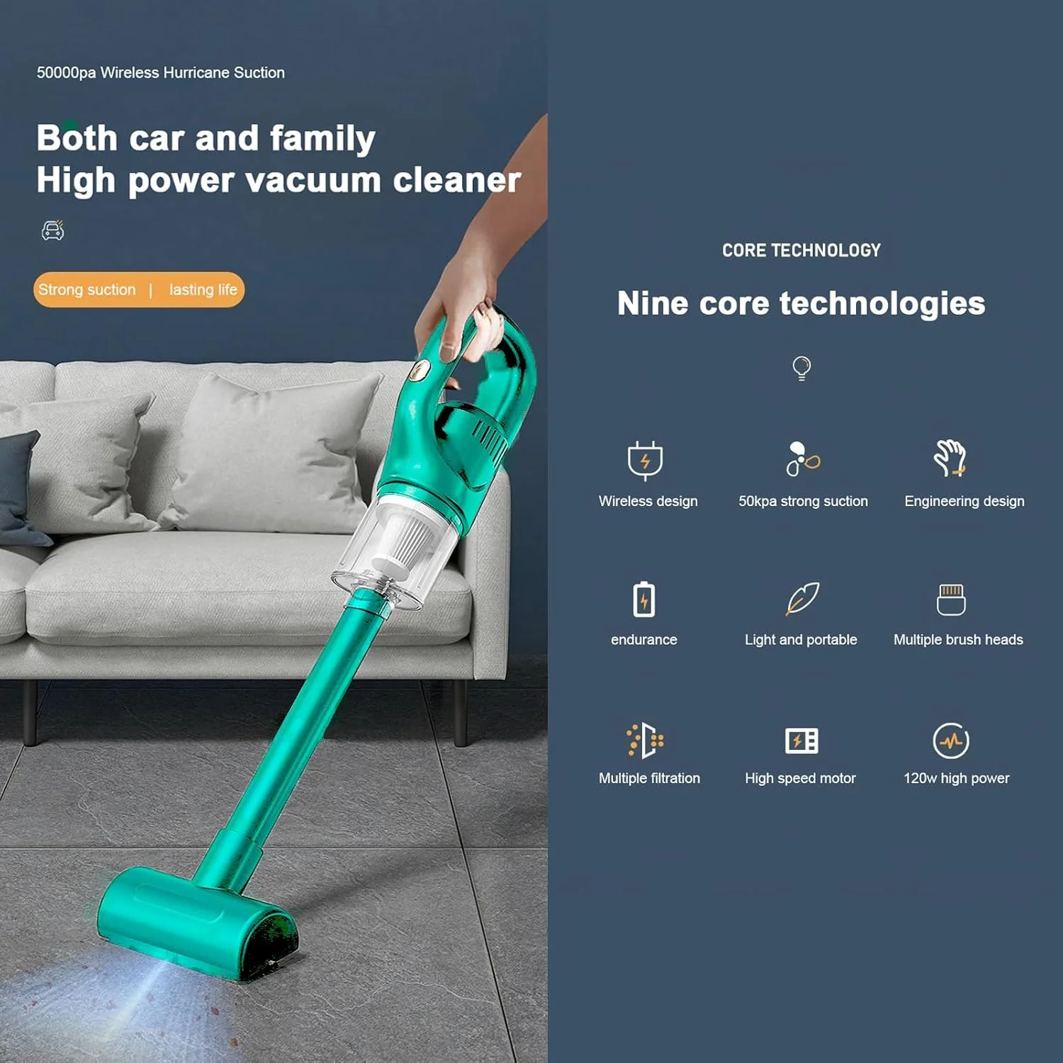 جاروبرقی شارژی خودرو، جاروبرقی دستی کوچک و سبک 2 در 1 برای موی حیوانات خانگی، کف چوبی، خاک گربه، فرش و تمیز کردن منزل