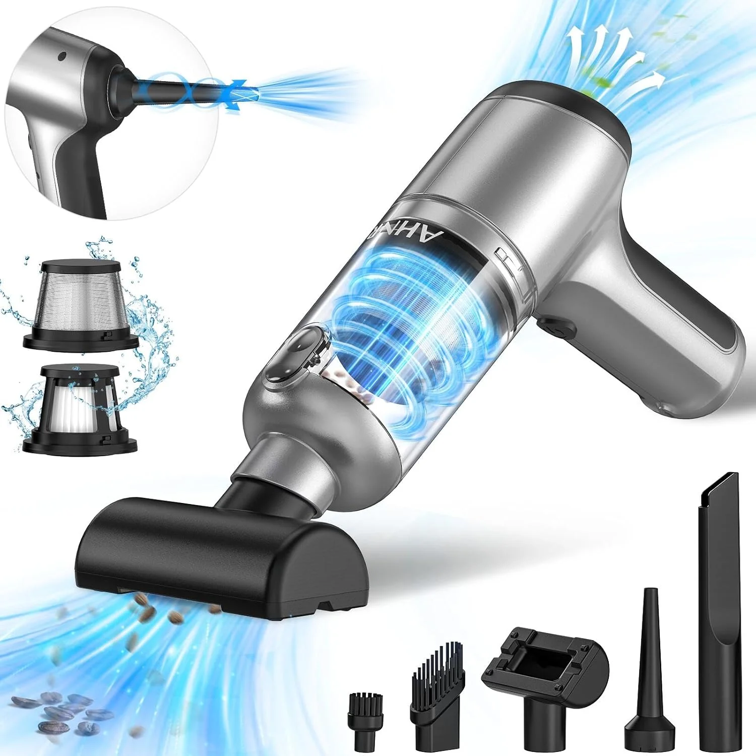 جاروبرقی دستی خودرو بی سیم AHNR با موتور براشلس، جاروبرقی و دمنده هوا با قدرت بالای 20000PA، جاروبرقی قابل حمل 3 در 1 برای کیبورد، جاروبرقی کوچک دستی برای خودرو و خانه جاروبرقی دستی خودرو بی سیم AHNR با موتور براشلس، جاروبرقی و دمنده هوا با قدرت بالای 20000PA، جاروبرقی قابل حمل 3 در 1 برای کیبورد، جاروبرقی کوچک دستی برای خودرو و خانه