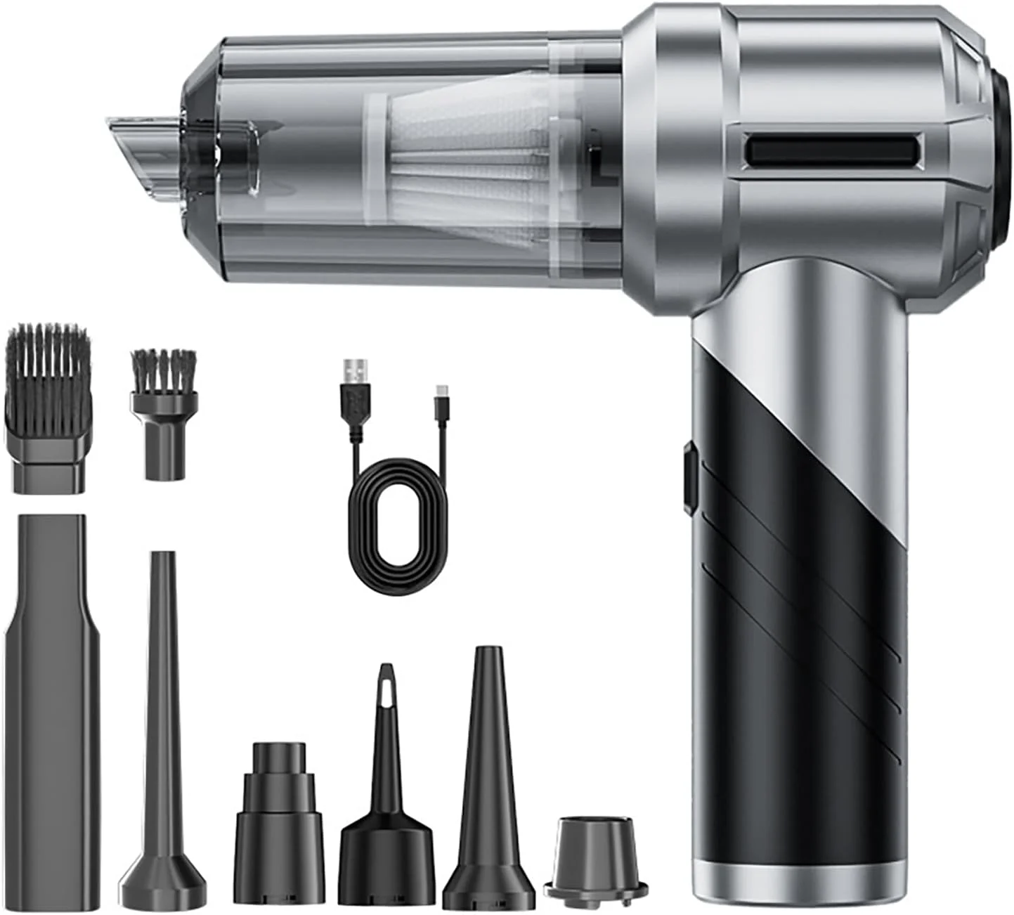 جاروبرقی دستی خودرو AccLoo، جاروبرقی شارژی کوچک با قدرت بالا 15000Pa به همراه نازل های متعدد برای خودرو، خانه، دفتر، حیوانات خانگی جاروبرقی دستی خودرو AccLoo، جاروبرقی شارژی کوچک با قدرت بالا 15000Pa به همراه نازل های متعدد برای خودرو، خانه، دفتر، حیوانات خانگی