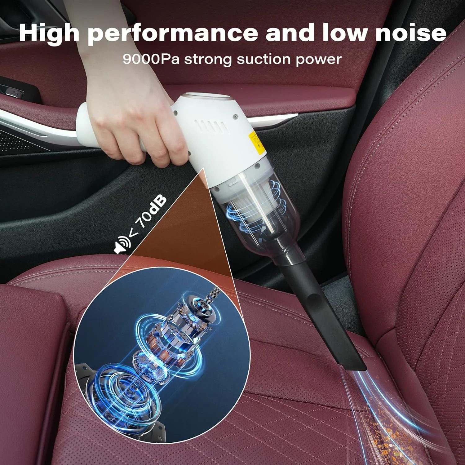 جاروبرقی دستی 3 در 1 APPS2Car، جاروبرقی خودرو با قدرت مکش 9000PA، شارژ Type C، دارای 2 فیلتر، جاروبرقی قابل حمل برای خودرو، آشپزخانه، منزل و موی حیوانات خانگی