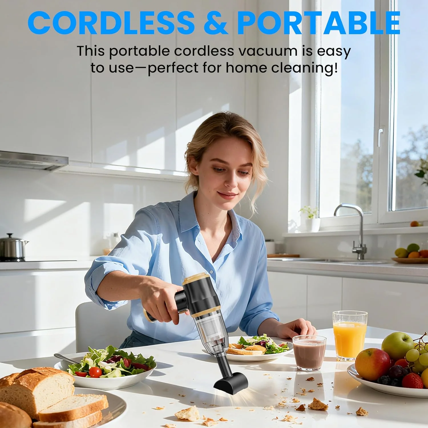 جاروبرقی کوچک خودرو BELIBUY، جاروبرقی دستی بی سیم قابل حمل 9500Pa، جاروبرقی و گردگیر هوا با 3 فیلتر برای خودرو، مبل، دفتر، حیوان خانگی، خانه