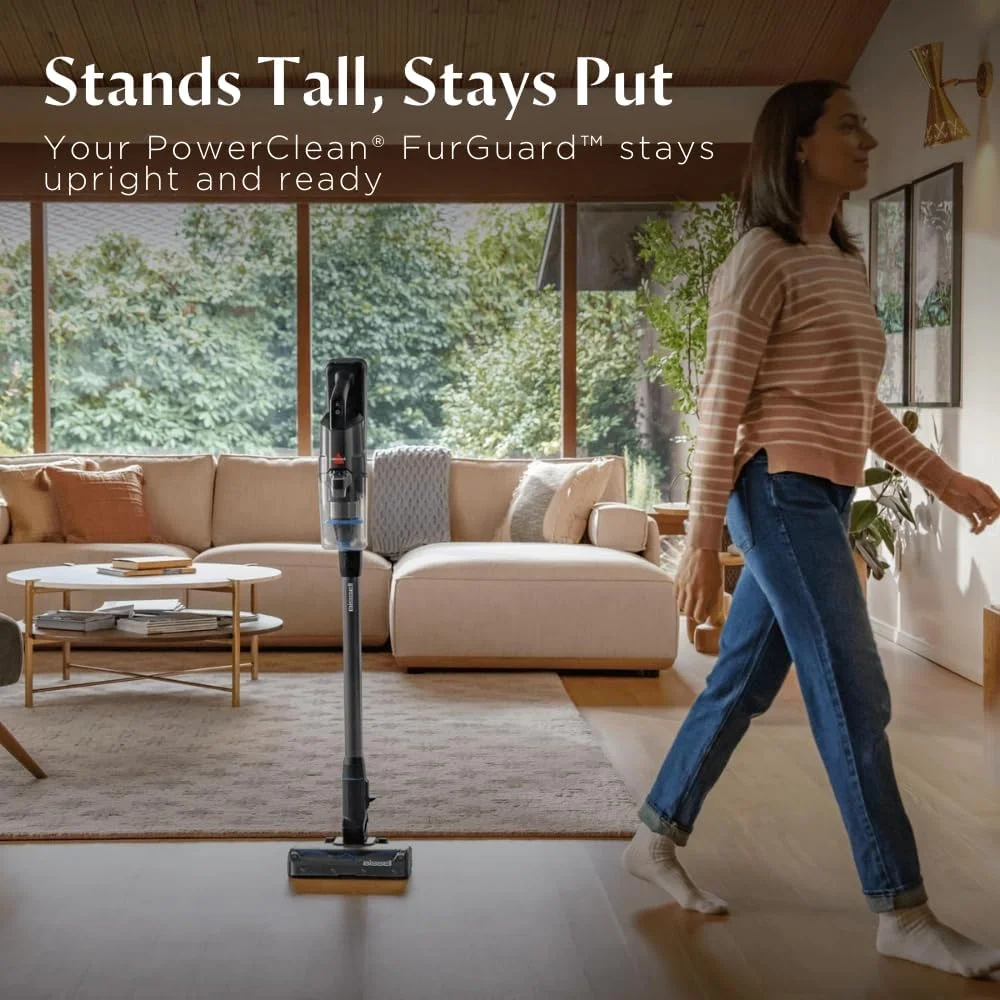 جاروبرقی عصایی بی سیم 280 واتی BISSELL PowerClean FurGuard 4241K با برس خود تمیز شونده و ابزار مخصوص مبلمان با چراغ های LED، دارای 2 باتری قابل تعویض جاروبرقی عصایی بی سیم 280 واتی BISSELL PowerClean FurGuard 4241K با برس خود تمیز شونده و ابزار مخصوص مبلمان با چراغ های LED، دارای 2 باتری قابل تعویض