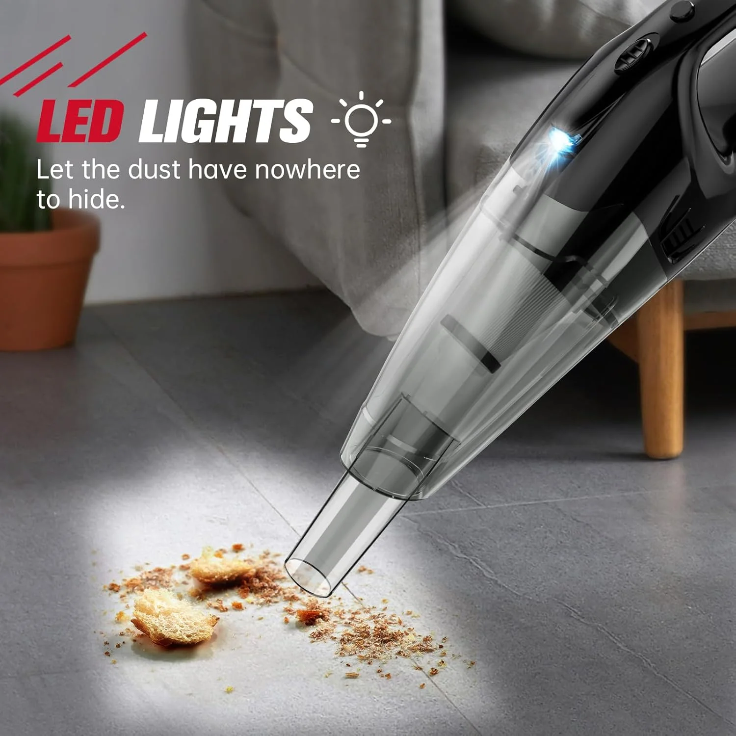 جاروبرقی دستی بی سیم، سبک وزن 750 گرم، شارژ USB، چراغ LED، فیلتر HEPA قابل شستشو، گرد و غبارگیر برای ماشین، خانه و موی حیوانات خانگی