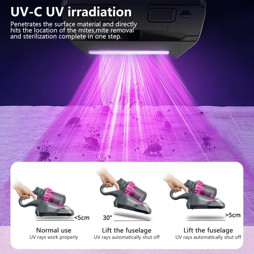 جاروبرقی تشک کانگ‌ام-استور بی‌سیم، جاروبرقی فرابنفش UV-C 4 در 1 و ابزار حذف کنه، جاروبرقی تختخواب و تشک 10000 پاسکال به همراه جاروبرقی کوچک خودرو