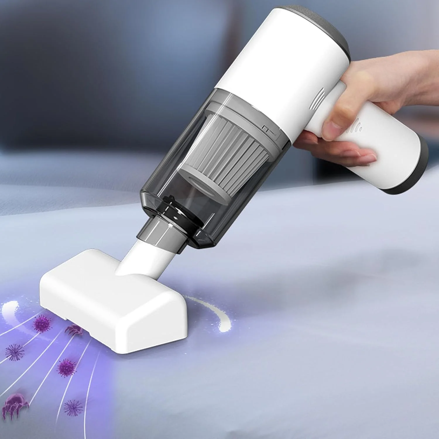 جاروبرقی تشک برولئو، جاروبرقی کوچک دستی قابل حمل با شارژ USB برای تمیز کردن تخت، ملحفه، مبل پارچه ای