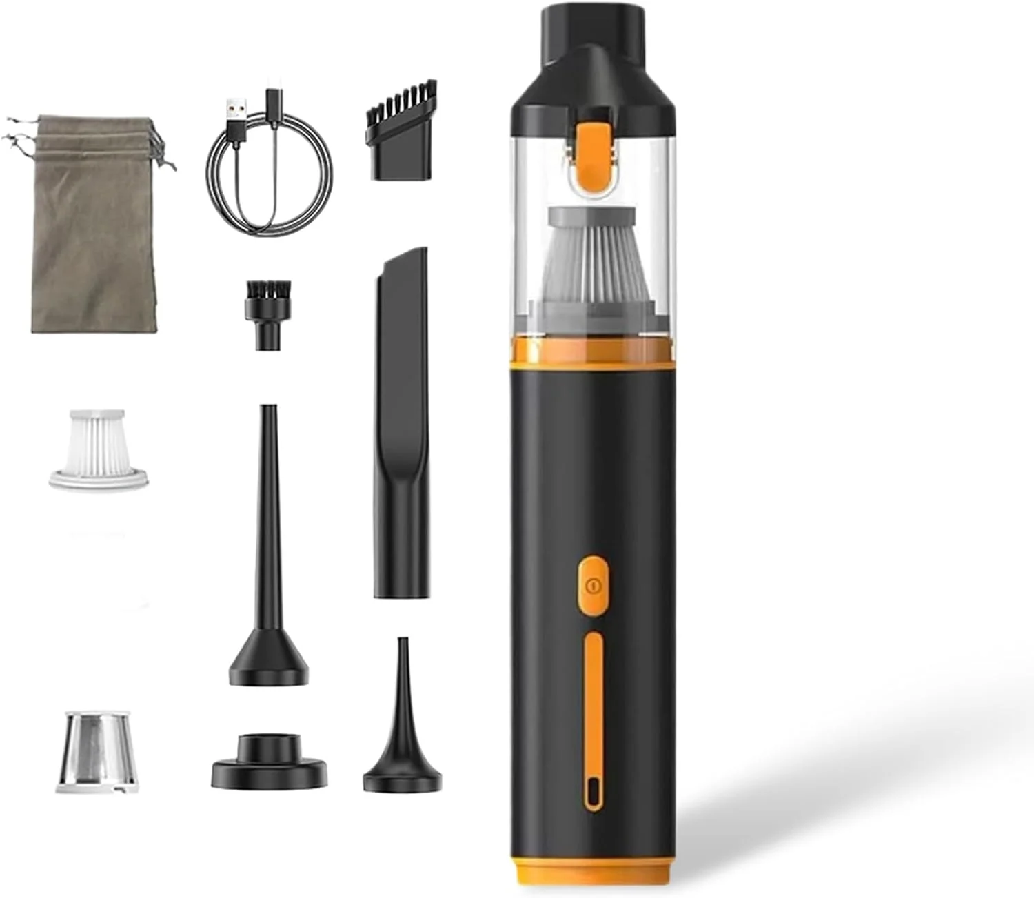 جاروبرقی Bgnie، جاروبرقی دستی باریک و بدون سیم V8 Mate، مکش قوی 15000Pa، تمیز کننده عمیق و سریع، تمیز کننده قابل حمل 3 در 1 برای ماشین و خانه (نارنجی)