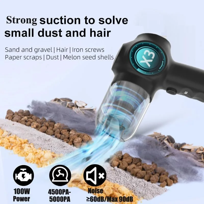 جاروبرقی دستی Cevoqin، جاروبرقی شارژی بی‌سیم خودرو | جاروبرقی کوچک با مکش قوی، جاروبرقی قابل حمل برای خودرو، موی حیوانات خانگی، خانه، صفحه کلید، حلقه شنا بادی، گرد و غبار (مشکی)