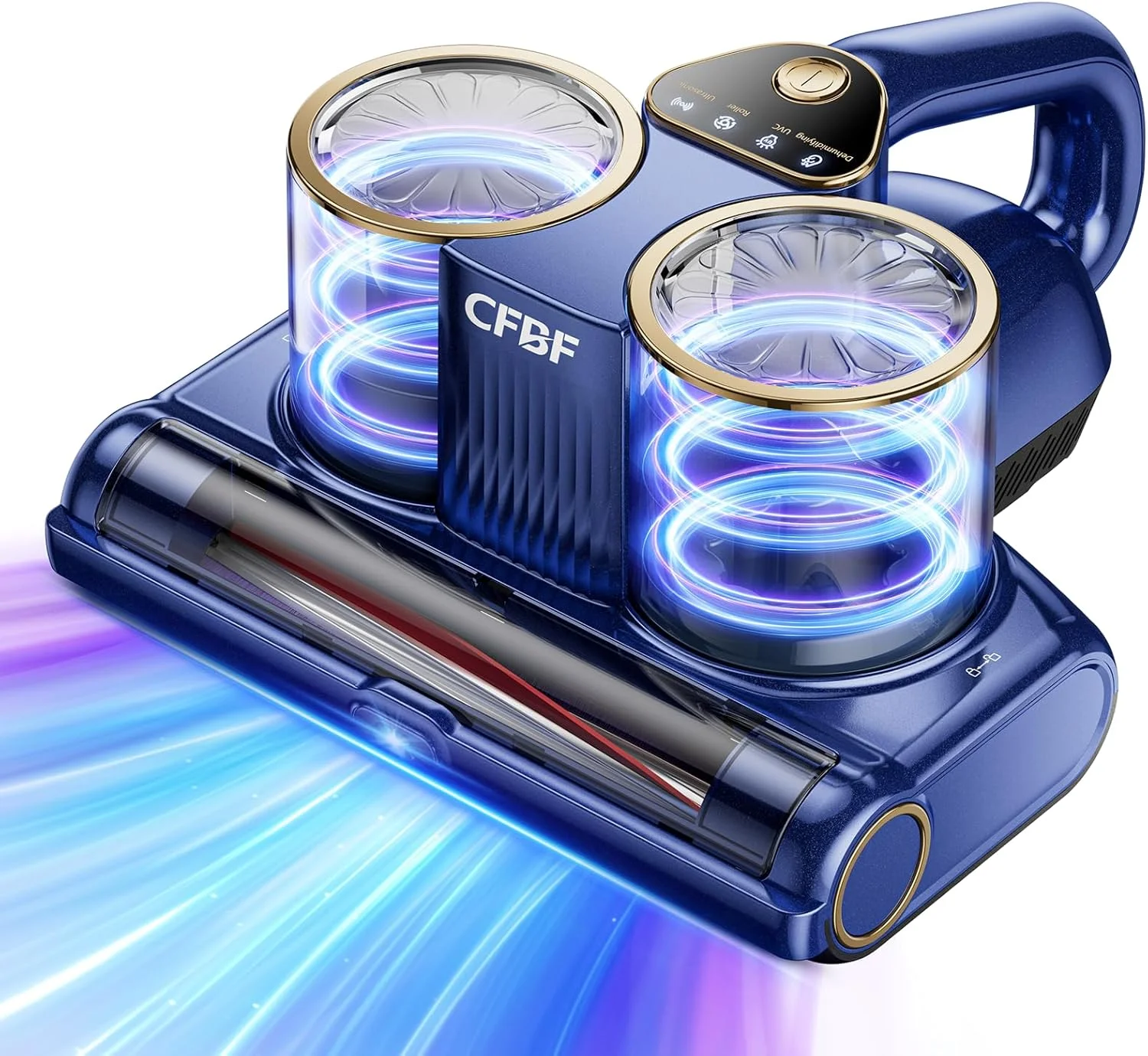 جاروبرقی تشک CFBF، جاروبرقی تختخواب با مکش 16Kpa، نور UV-C 253.7 نانومتری، التراسونیک و گرمایش بالا، جاروبرقی دستی دو فنجانه قدرتمند 500 واتی برای گرد و غبار و موی حیوانات خانگی، سیم 5 متری