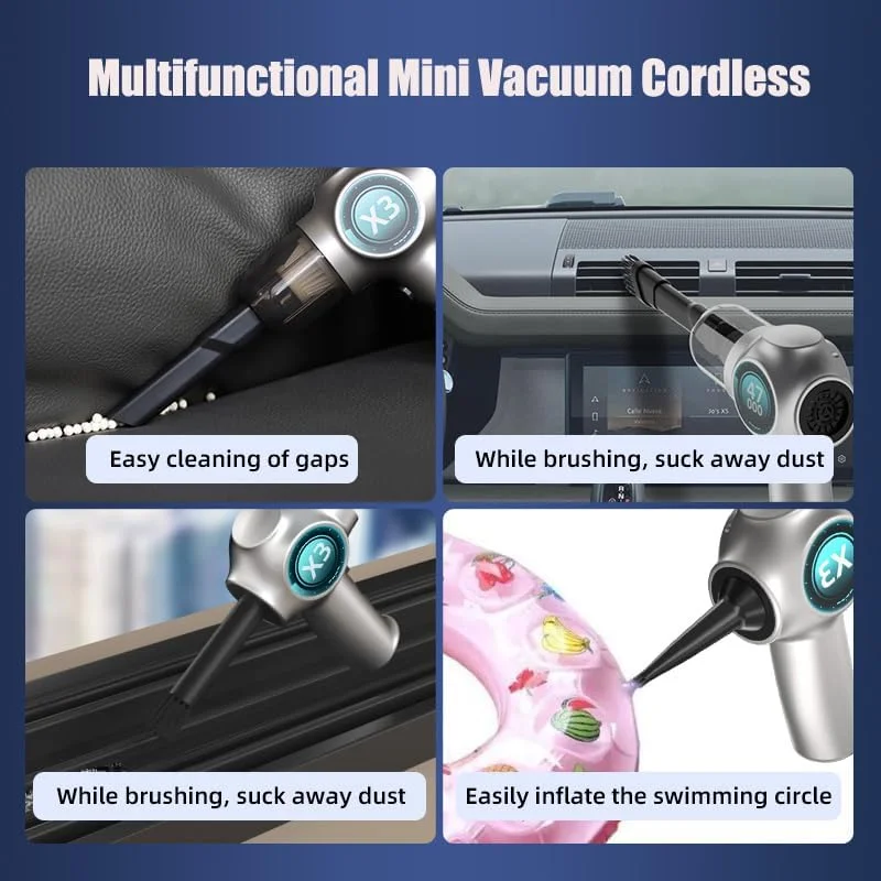 جاروبرقی دستی Cevoqin، جاروبرقی شارژی بی‌سیم خودرو | جاروبرقی کوچک با مکش قوی، جاروبرقی قابل حمل برای خودرو، موی حیوانات خانگی، خانه، صفحه کلید، حلقه شنا بادی، گرد و غبار (مشکی)
