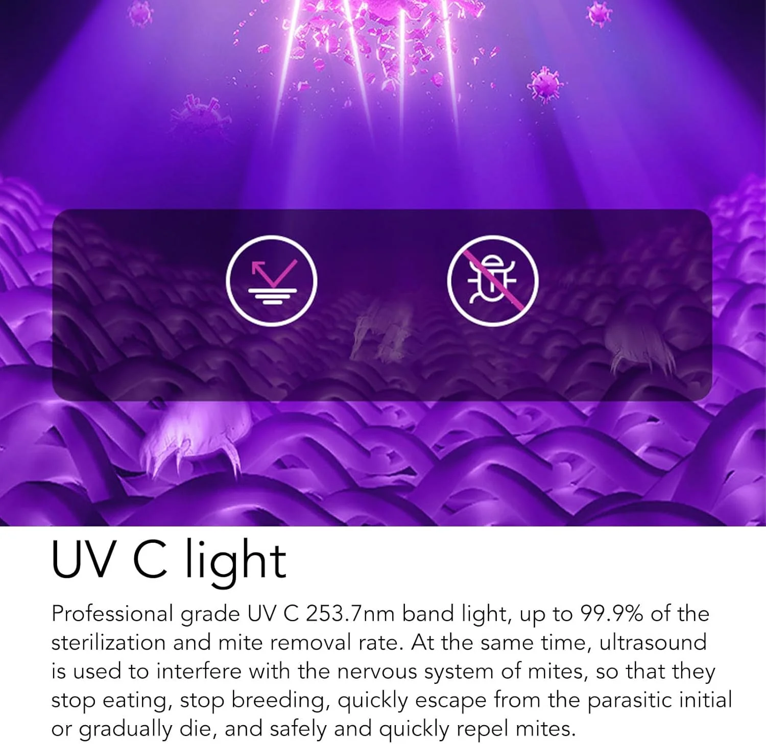 جاروبرقی تختخوابی BROLEO، مکش 8000pa، جاروبرقی تشک UV بی سیم، از بین برنده کنه های گرد و غبار، جاروبرقی ویبره ای تشک برای گرد و غبار، بالش، مبل، فرش