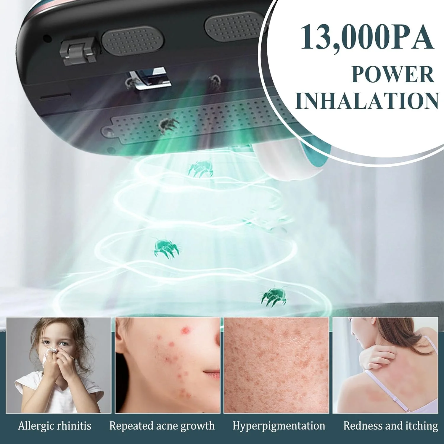 جاروبرقی برای تشک، جاروبرقی با نور فرابنفش، جاروبرقی تشک با مکش 13 کیلو پاسکال با فیلتر HEPA، جاروبرقی دستی 100 واتی، از بین برنده 99.99٪ از همه ذرات ریز برای تشک، مبل،