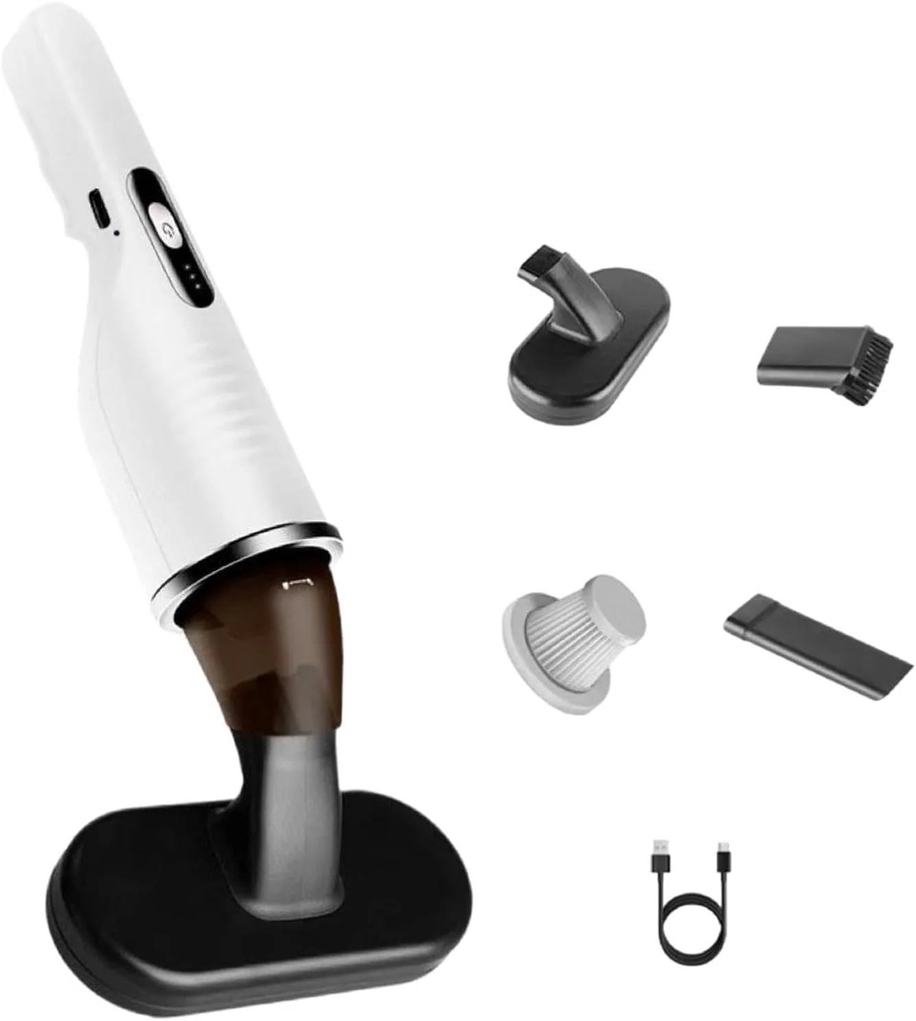 جاروبرقی دستی برای منزل، جاروبرقی کوچک سبک وزن بی سیم با شارژ USB، موی حیوانات خانگی، جاروبرقی کوچک قابل حمل با کاهش صدا برای اتومبیل، آپارتمان و تمیز کردن دفتر