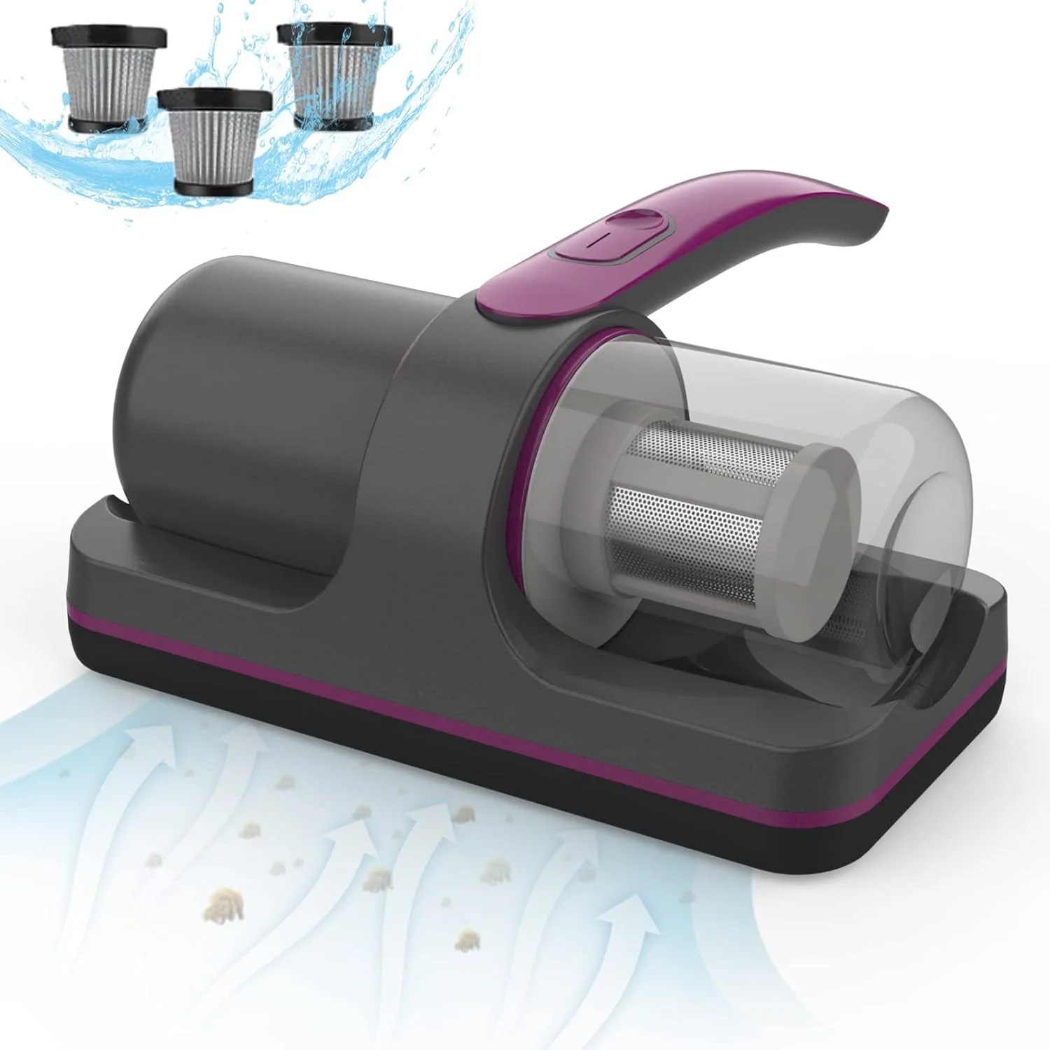 جاروبرقی تختخواب، جاروبرقی تشک قدرتمند 12Kpa با 3 فیلتر، جاروبرقی مبل با 2 سرعت و نور بنفش، جاروبرقی بی سیم برای تشک، تختخواب، مبل های پارچه ای، بالش ها و فرش ها