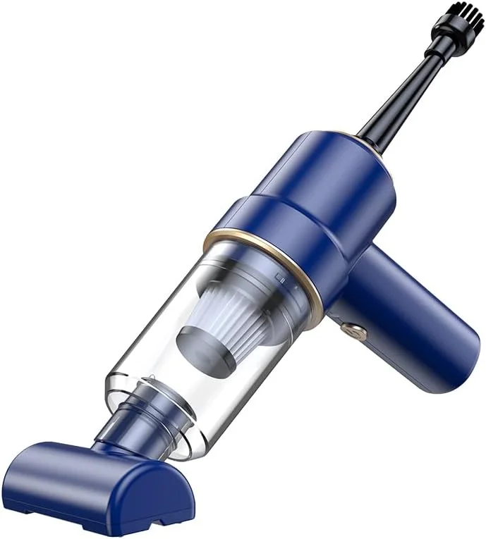 جاروبرقی شارژی خودرو، دمنده دستی 2 در 1، مکش قدرتمند 9000PA، جاروبرقی بی سیم، قابل شارژ USB، سبک وزن، قابل حمل برای خودرو، موی حیوانات خانگی، خانه، دفتر، آبی