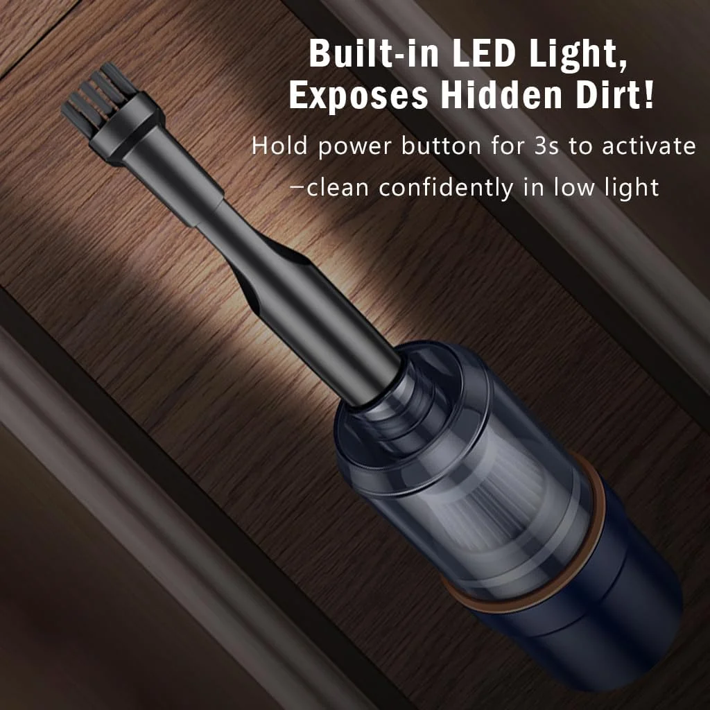 جاروبرقی شارژی خودرو، دمنده دستی 2 در 1، مکش قدرتمند 9000PA، جاروبرقی بی سیم، قابل شارژ USB، سبک وزن، قابل حمل برای خودرو، موی حیوانات خانگی، خانه، دفتر، آبی