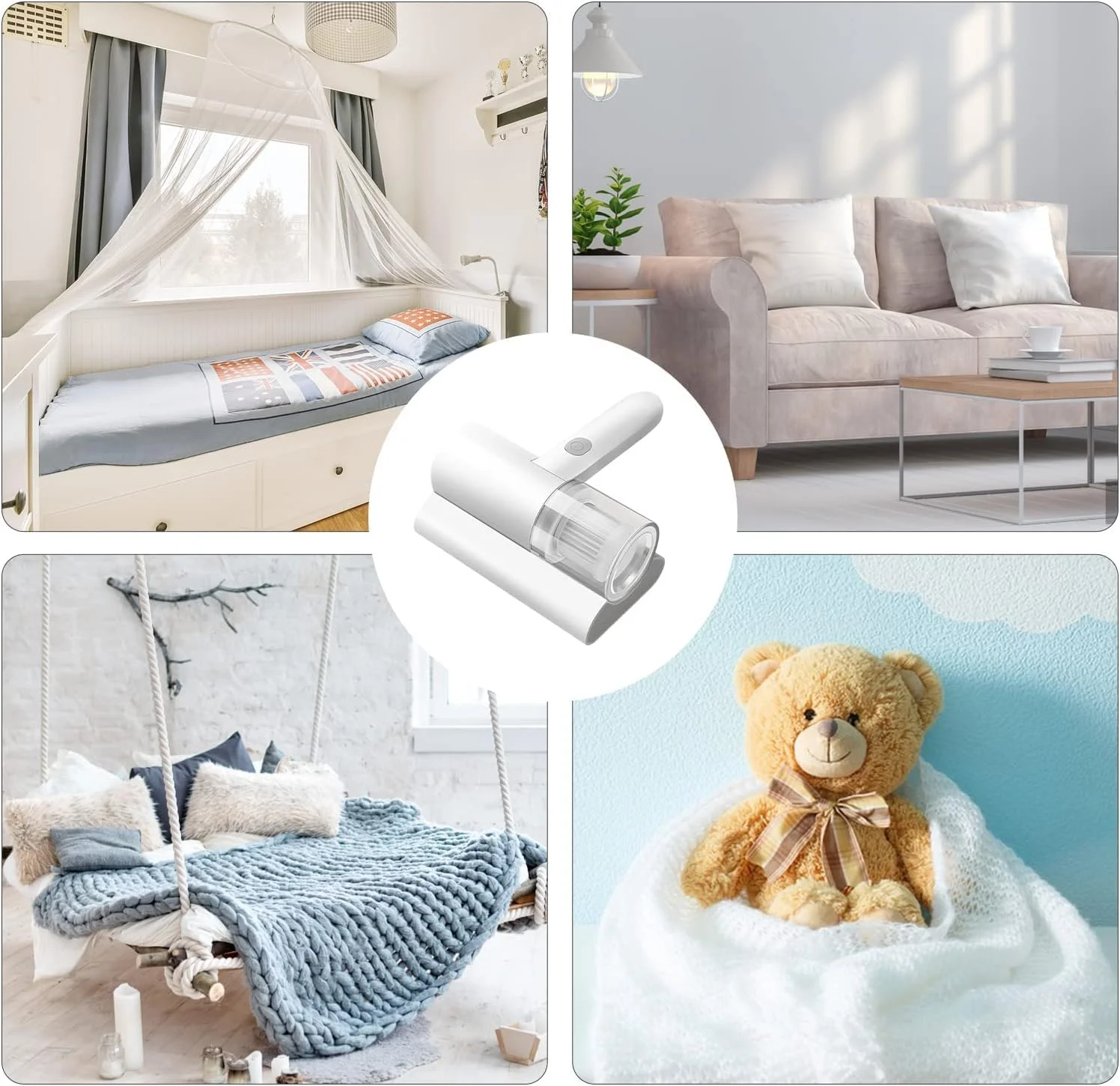 جاروبرقی تشک COCLUX، ابزار حذف کنه UV دستی، جاروبرقی قابل حمل خانگی برای حذف کنه برای تشک تخت خواب مبل خانگی، جاروبرقی ضد کنه گرد و غبار