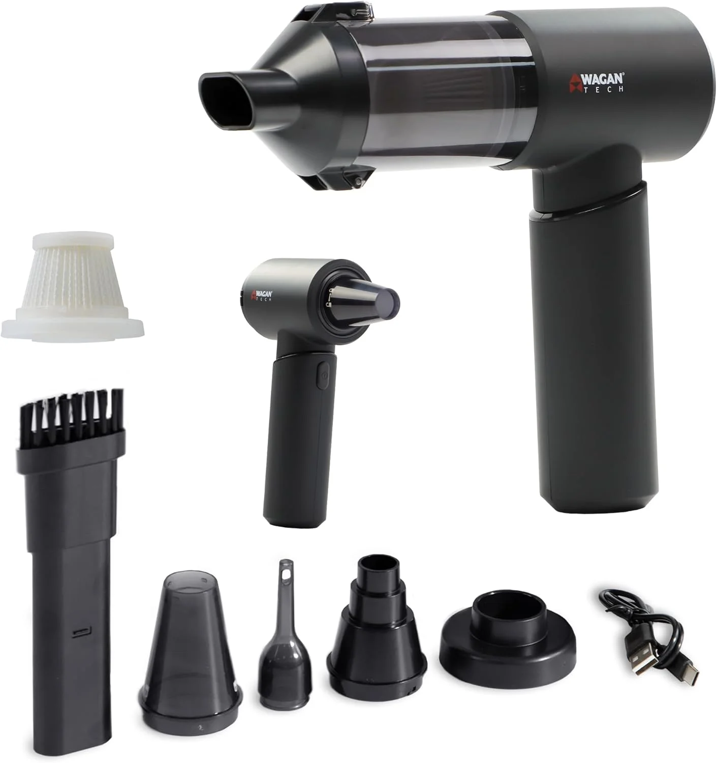 جاروبرقی شارژی خودرو Wagan EL7209 با دمنده هوا، موتور براشلس با مکش قوی 16000Pa، جاروبرقی کوچک قابل حمل با USB-C، تمیز کننده گرد و غبار قابل حمل و دمنده برای خودرو، خانه، دفتر جاروبرقی شارژی خودرو Wagan EL7209 با دمنده هوا، موتور براشلس با مکش قوی 16000Pa، جاروبرقی کوچک قابل حمل با USB-C، تمیز کننده گرد و غبار قابل حمل و دمنده برای خودرو، خانه، دفتر