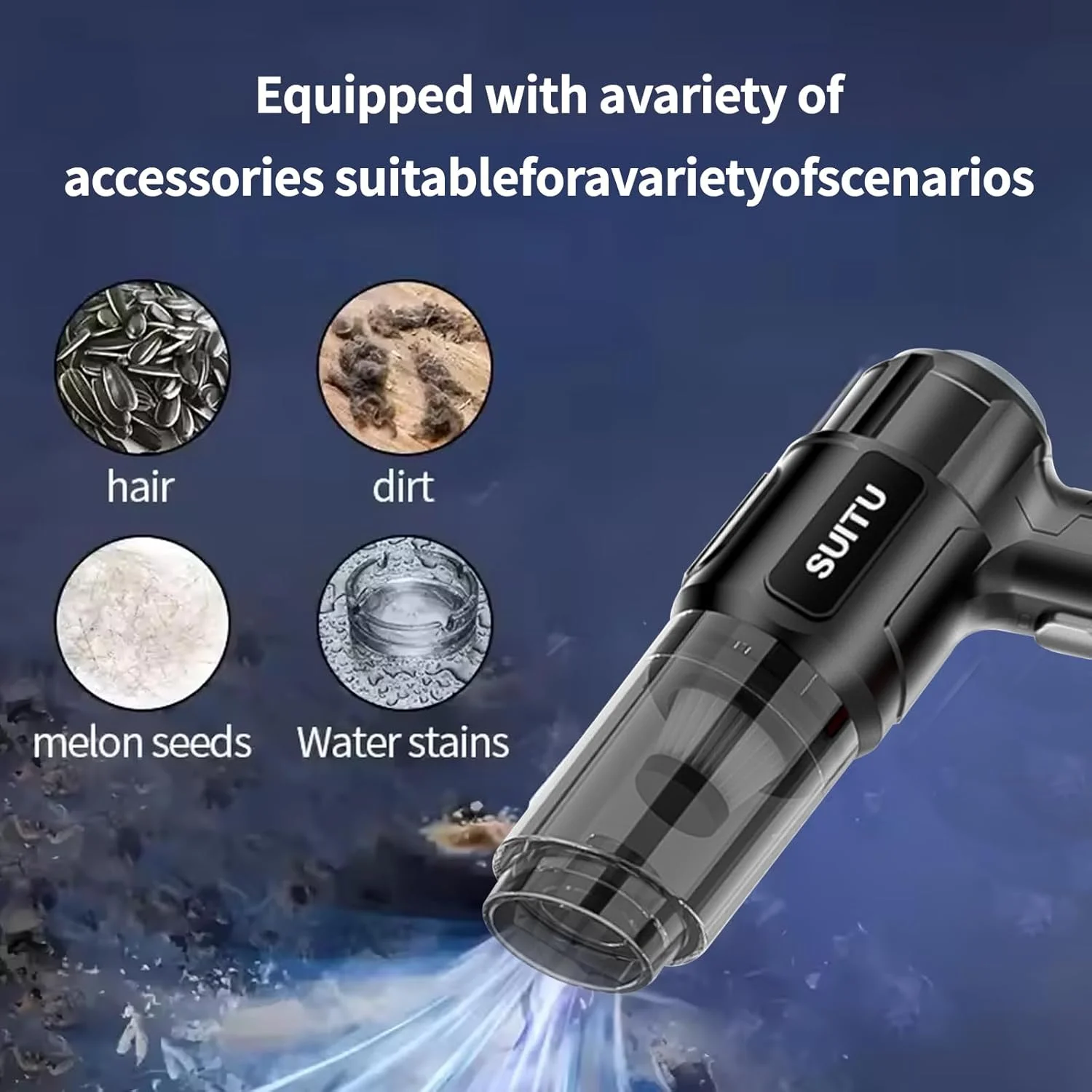 جاروبرقی خودرو 4 در 1 کوچک و فوق العاده قدرتمند 120 وات 5000 پاسکال، جاروبرقی دستی، شارژ بی سیم