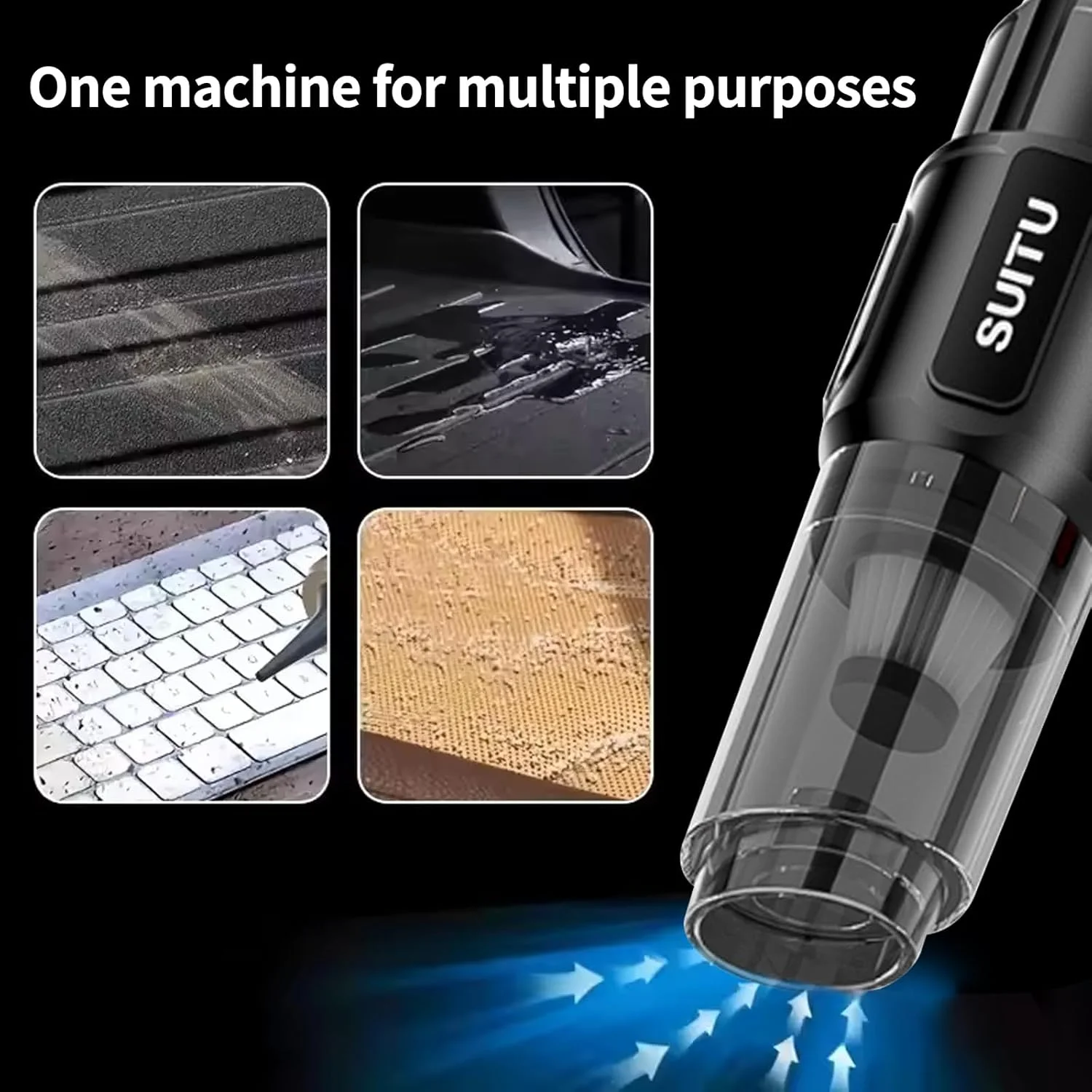 جاروبرقی خودرو 4 در 1 کوچک و فوق العاده قدرتمند 120 وات 5000 پاسکال، جاروبرقی دستی، شارژ بی سیم