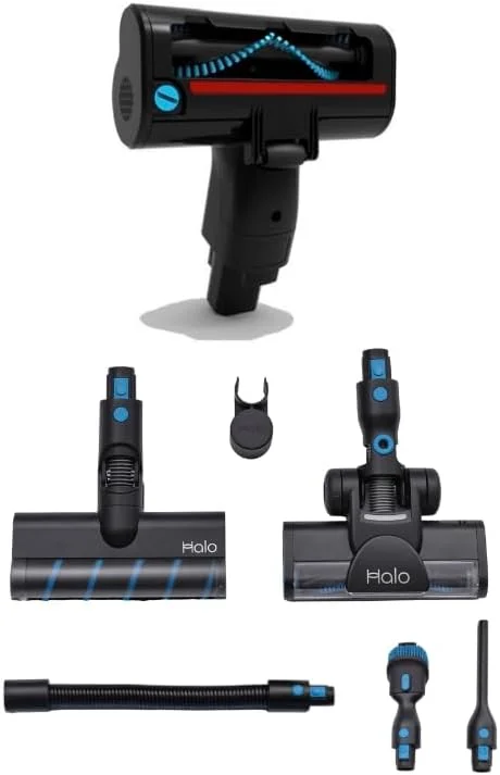 جاروبرقی عصایی شارژی Halo با 60 دقیقه زمان کارکرد، جاروبرقی دستی با چراغ های LED، باتری جداشدنی برای کف چوب سخت/فرش/کاشی/مرمر - آبی و مشکی