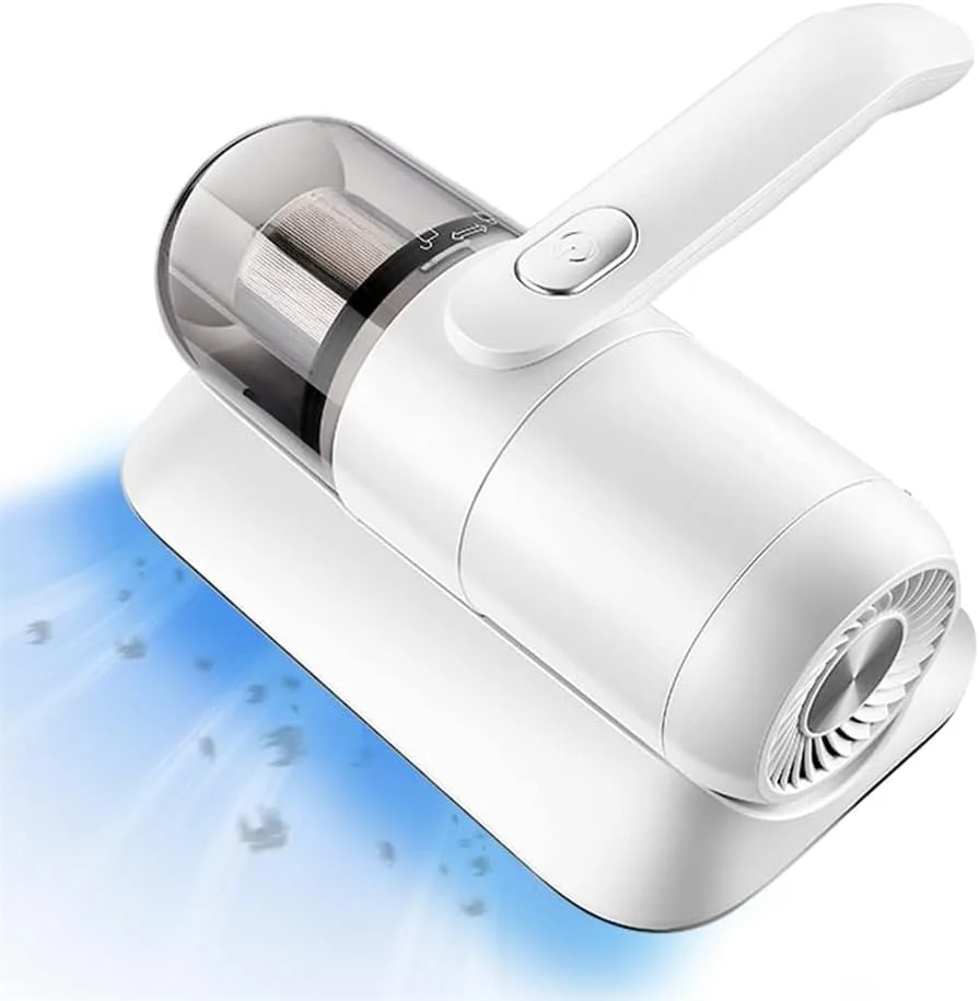 جاروبرقی تخت خواب شارژی، جاروبرقی تشک با اشعه ماوراء بنفش، مکش قوی 11Kpa، فیلتر HEPA قابل شستشو، دستگاه تمیز کننده دستی مبل برای تمیز کردن عمیق تخت، ملحفه، مبل پارچه ای، جاروبرقی فرش