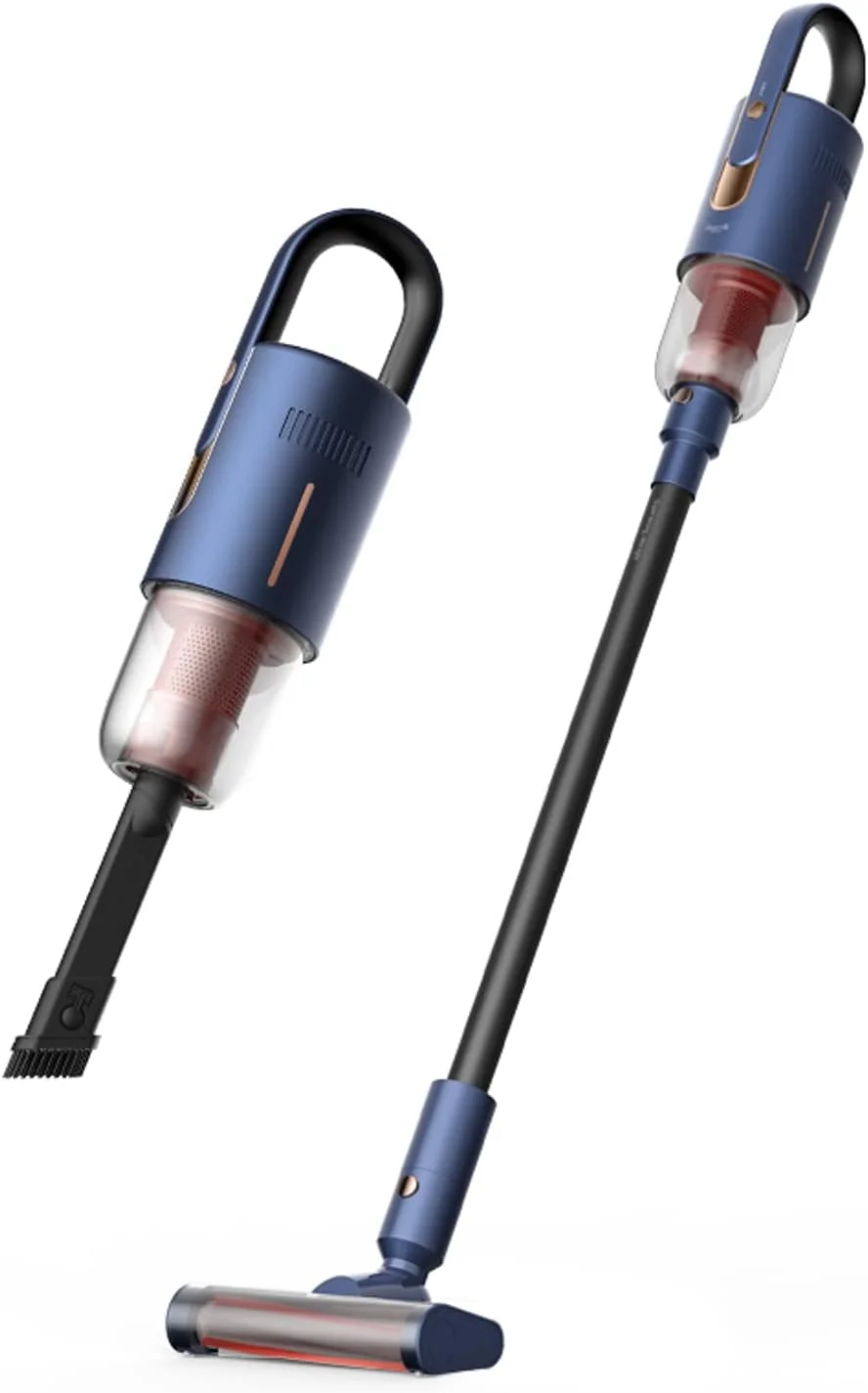 جاروبرقی دستی بی سیم دیرما مدل VC811 | سبک وزن | برس چرخشی خودکار | 3 سری برس | فیلتر HEPA | ظرفیت مخزن گرد و غبار 0.6 لیتر | 2500mAh | 9000Pa | 138W | مناسب برای خانه و ماشین - آبی