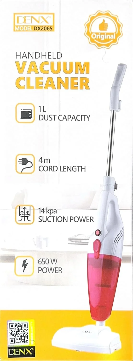 جاروبرقی دستی DENX با توان 650 وات، قدرت مکش 14Kpa، ظرفیت گرد و غبار 1 لیتر، سیم 4 متری، مکش سیکلون، جاروبرقی سبک وزن برای خانه، فرش، کف سخت، موی حیوانات خانگی، 220-240 ولت، دوشاخه EU