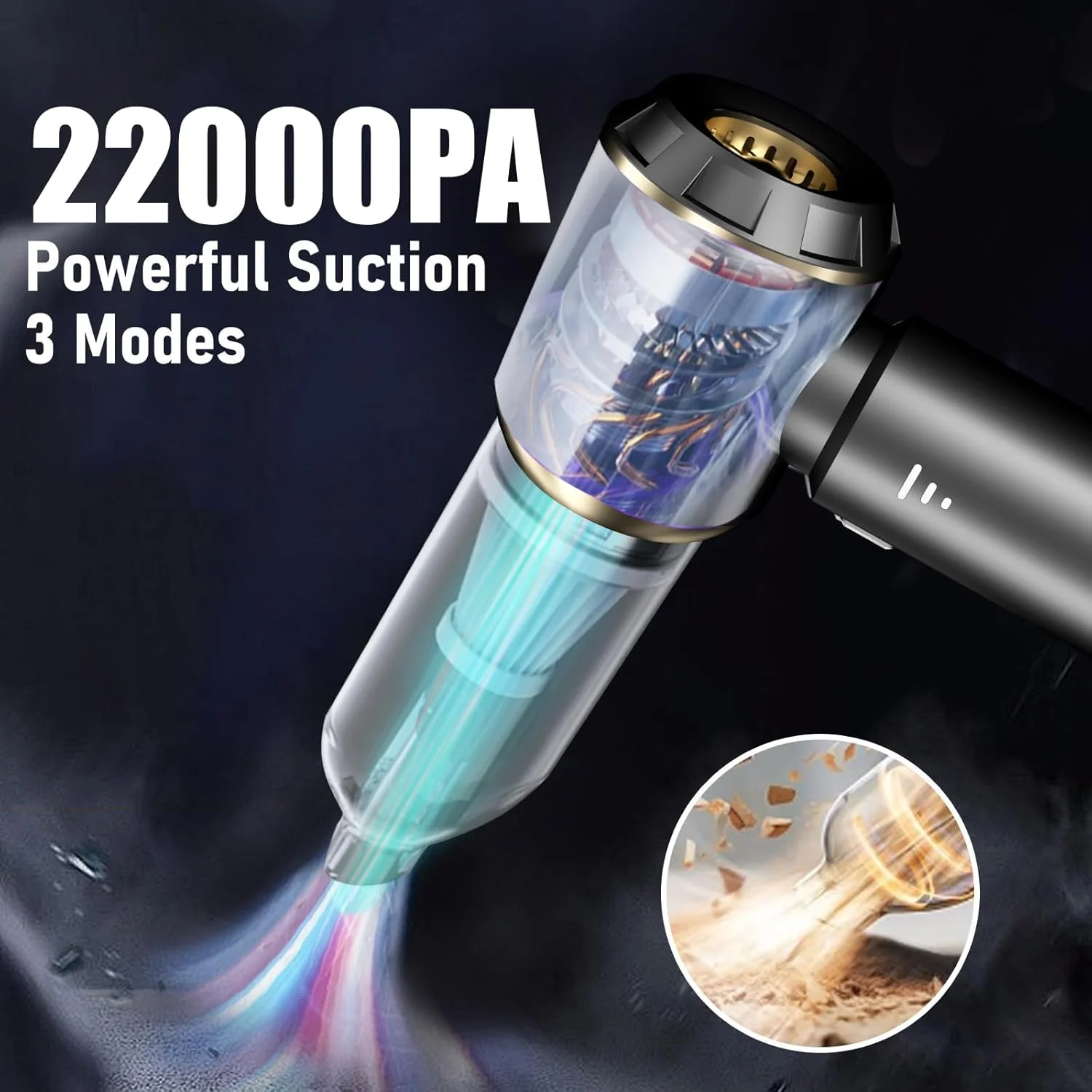 جاروبرقی دستی شارژی، جاروبرقی قدرتمند 21000PA برای خودرو، جاروبرقی موتور براشلس با 3 حالت، نازل های چندگانه برای خودرو، خانه، دفتر، حیوانات خانگی، کیبورد، کامپیوتر