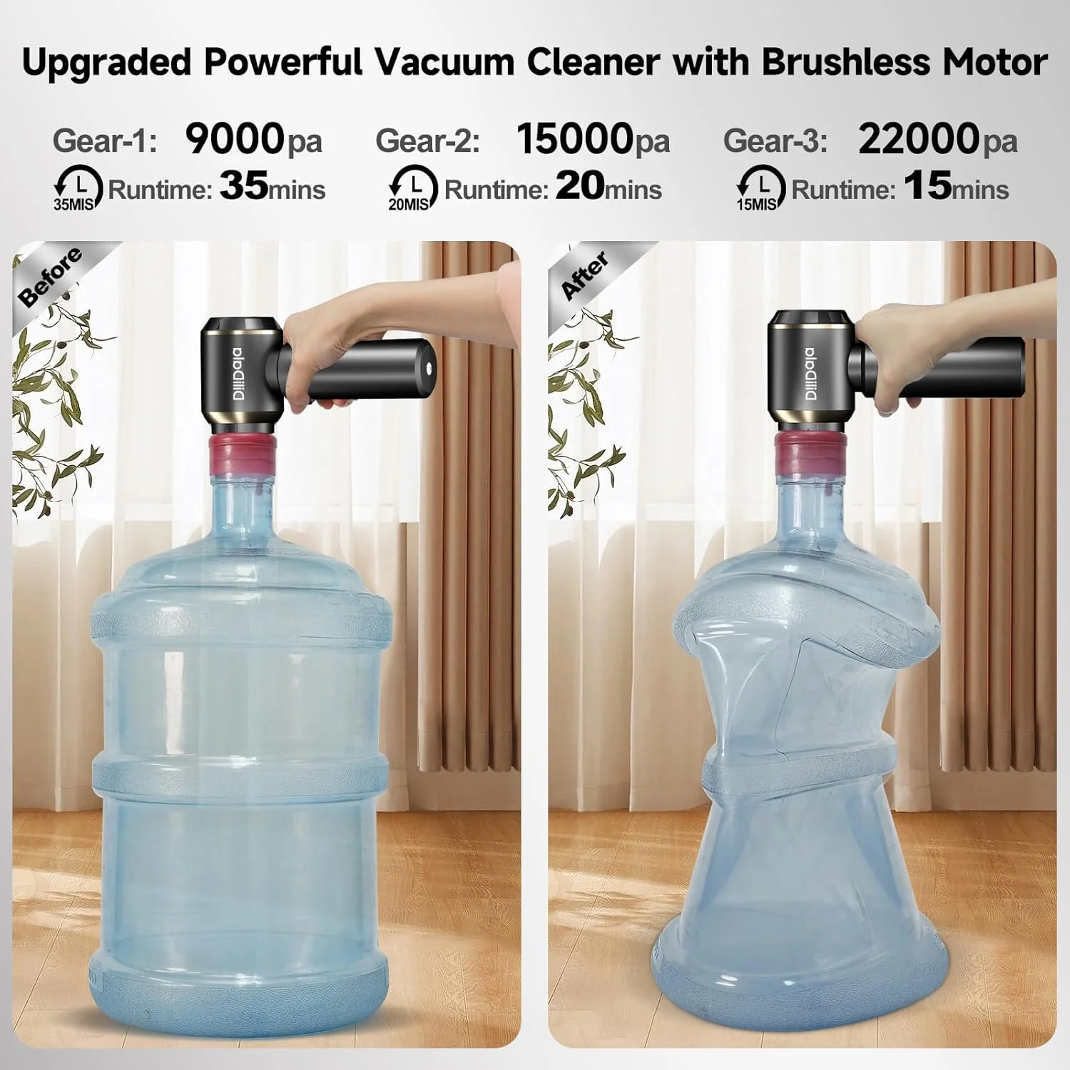 جاروبرقی دستی شارژی، جاروبرقی قدرتمند 21000PA برای خودرو، جاروبرقی موتور براشلس با 3 حالت، نازل های چندگانه برای خودرو، خانه، دفتر، حیوانات خانگی، کیبورد، کامپیوتر