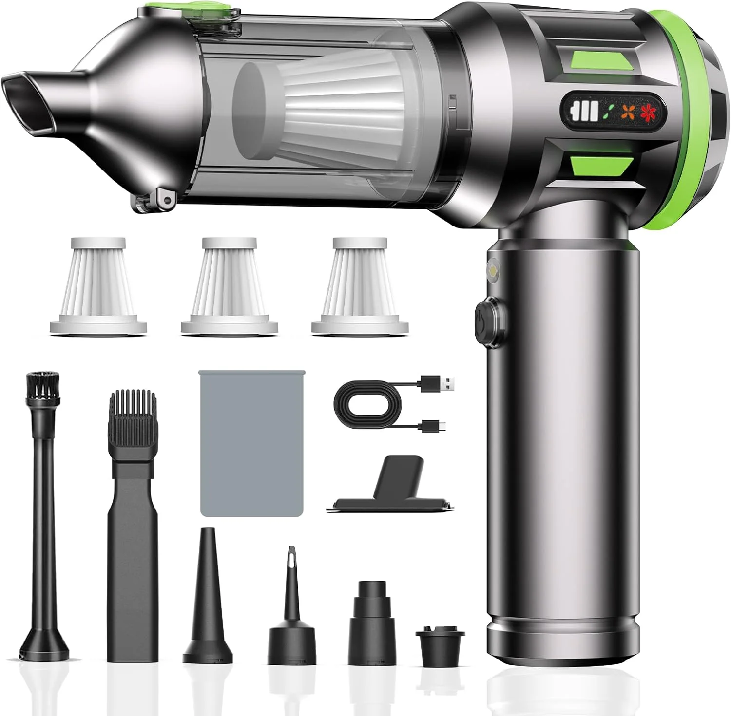 جاروبرقی دستی شارژی، جاروبرقی خودرو 22000Pa، جاروبرقی قابل حمل با موتور بدون جاروبک، باتری 6000mAh، جاروبرقی کوچک با نمایشگر LED، برای خانه، خودرو، موی حیوانات خانگی