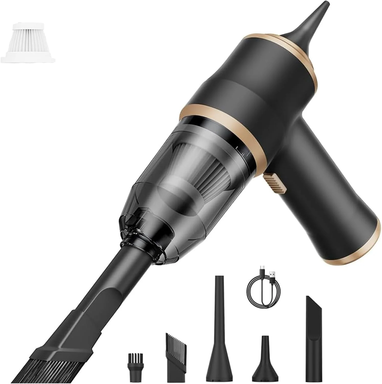 جاروبرقی کوچک Neatmate، جاروبرقی قابل حمل 3 در 1 برای خانه و ماشین، جاروبرقی دستی قدرتمند 15000Pa، شارژی بی سیم قابل حمل برای ماشین، مبل، دفتر، حیوانات خانگی، خانه (مشکی)