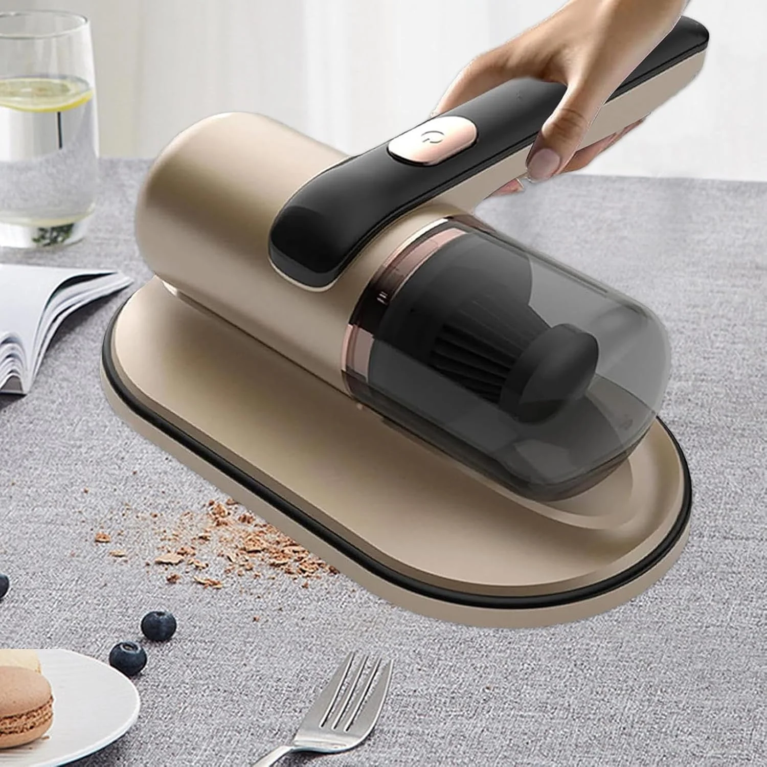 جاروبرقی تشک | جاروبرقی دستی | مکش 10 کیلو پاسکال 68 وات دستگاه تمیز کننده بی سیم دستی قابل حمل برای ماشین مبل گرد و غبار بالش تخت موی حیوانات خانگی مبلمان مبل اثاثه یا لوازم داخلی فرش