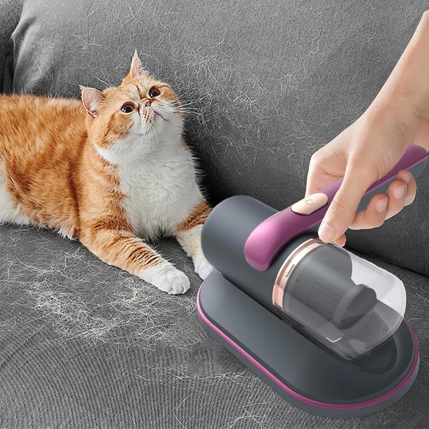 جاروبرقی برای تشک تخت - جاروبرقی دستی - مکش 10 کیلو پاسکال 68 وات، دستگاه تمیز کننده قابل حمل بی سیم برای مبل، بالش، موی حیوانات خانگی، اثاثه یا لوازم داخلی، تشک، گرد و غبار ماشین، مبل، فرش، تخت