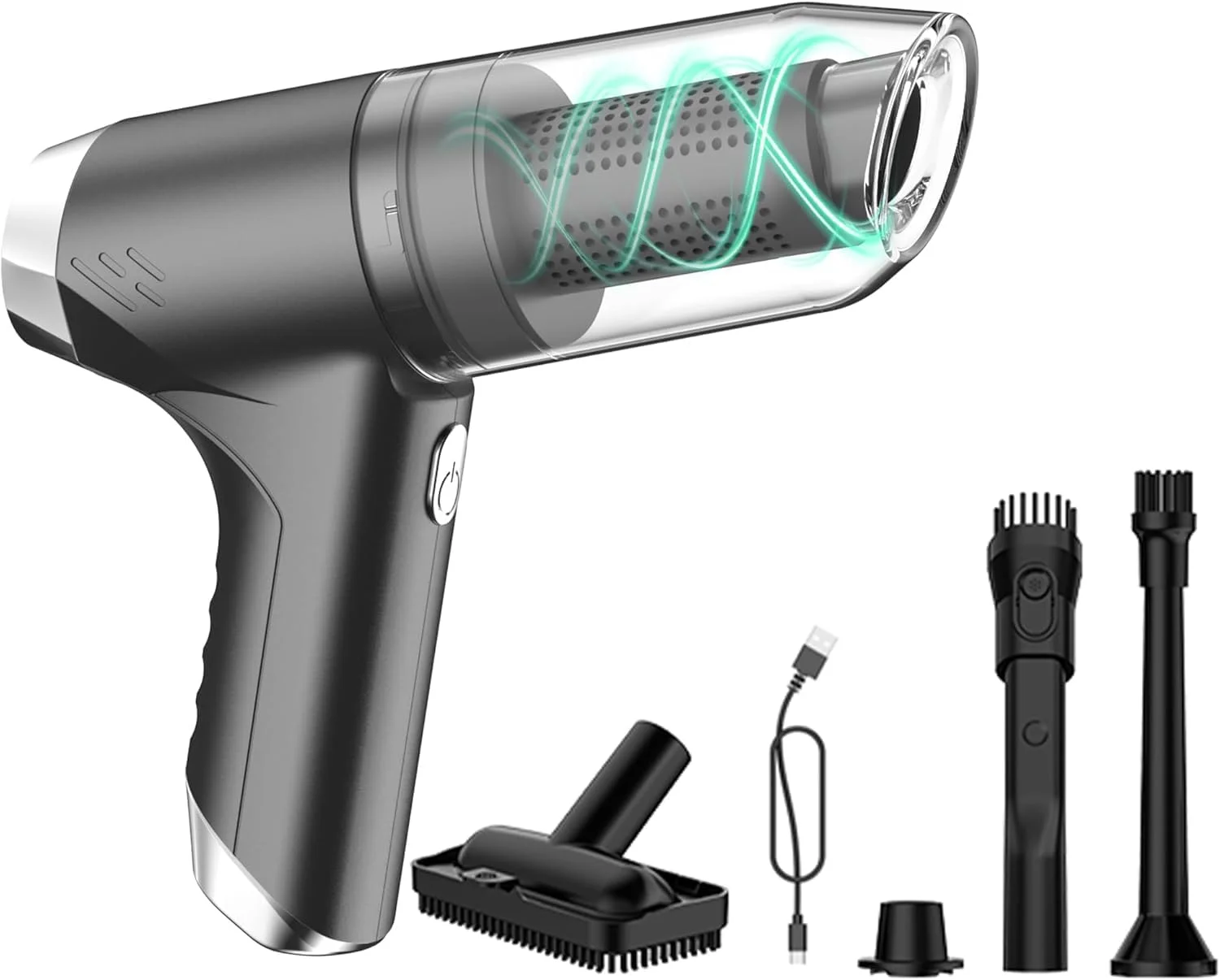 جاروبرقی دستی خودرو ریچ لایف، 15000Pa، شارژی بی سیم، جاروبرقی 100 واتی پرقدرت، جاروبرقی دستی بی سیم و دمنده هوا برای خودرو، خانه، دفتر، حیوانات خانگی (خاکستری)