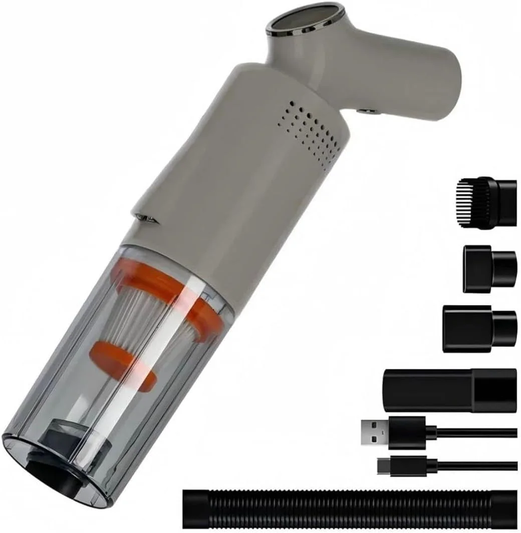 جاروبرقی دستی کوچک قابل حمل ریچ لایف - شارژ USB، مکش پرقدرت با فیلتر HEPA - شامل چندین نازل و شلنگ انعطاف پذیر - ایده آل برای ماشین، کیبورد، میز کار، تمیز کردن