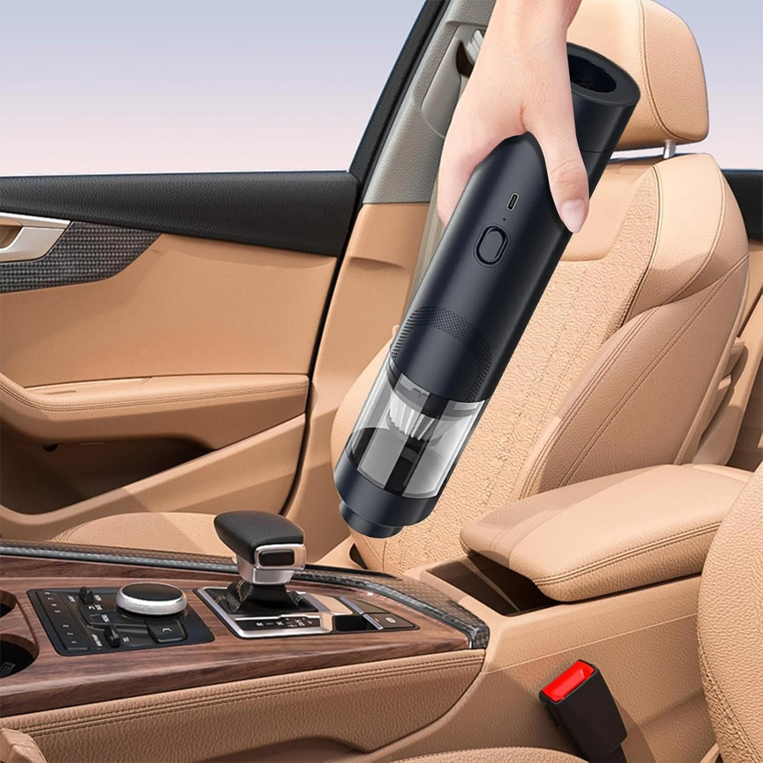 جاروبرقی خودرو قابل حمل بی سیم - جاروبرقی دستی بی سیم برای خودرو، گردگیر هوا با نازل های چندگانه برای مبلمان، کمپینگ، کاروان، خودرو، صفحه کلید، کنسول، فرش خانه و موی حیوانات خانگی