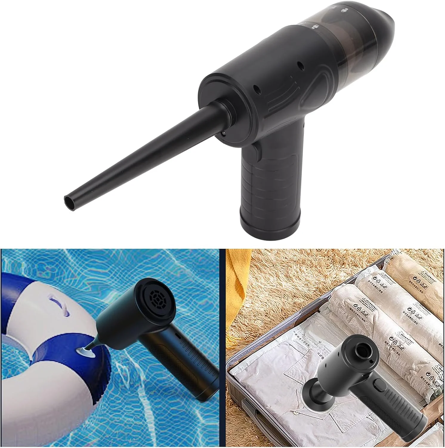 جاروبرقی دستی خودرو Asixxsix، 68 وات، مکش قدرتمند 14000PA، بدون سیم، قابل حمل، دارای 6 نازل، 3 سرعت باد قابل تنظیم، گردگیر برای خودرو، خانه، دفتر، حیوانات خانگی