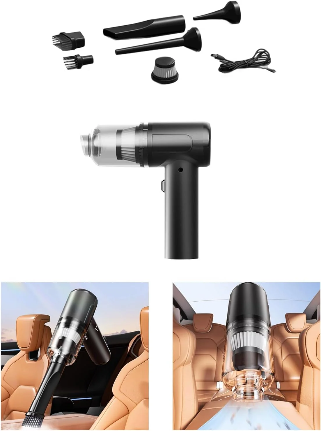 جاروبرقی خودرویی 15000PA، جاروبرقی دستی بی سیم با مکش قوی و قابل شارژ برای خودرو