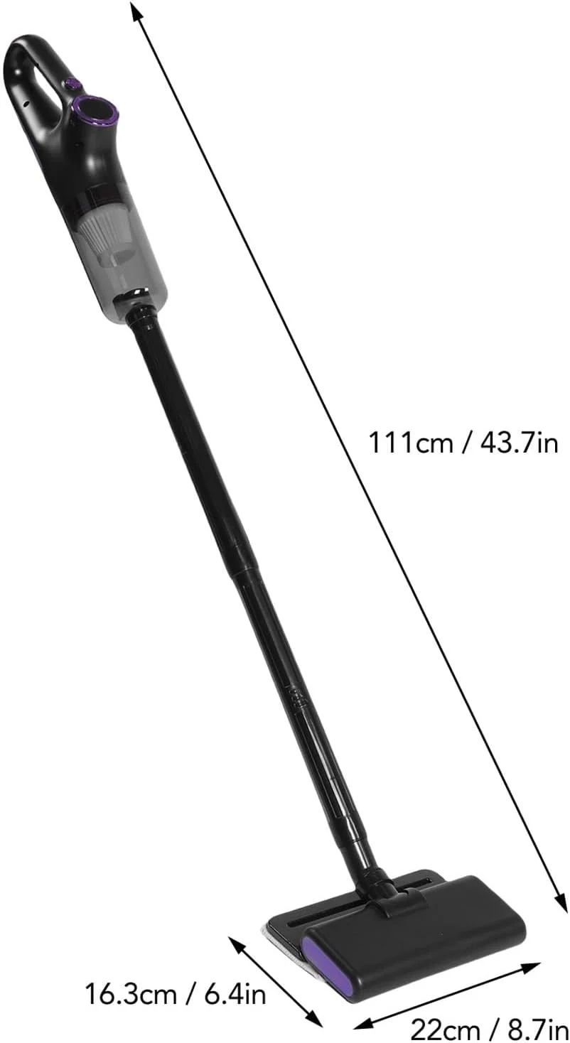 جاروبرقی شارژی دستی Oreilet، جاروبرقی عصایی قابل شارژ با 2 میله، مکش قدرتمند 15kPA برای پله های ماشین و کف