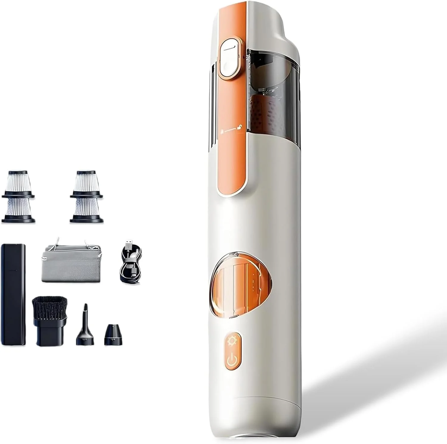 کیت جاروبرقی دستی هوشمند 5 در 1، جاروبرقی کوچک بی سیم با مکش 15 کیلو پاسکال، قابل شارژ با Type-C، تمیز کننده گرد و غبار قابل حمل و پمپ هوا برای خانه، ماشین، مبل (بژ)